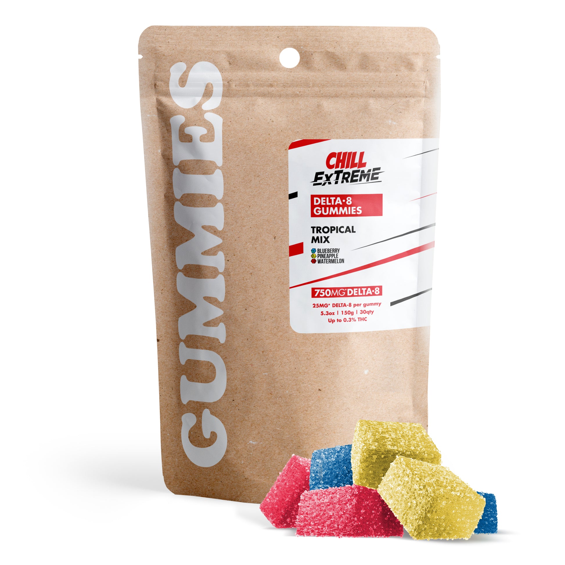 25mg Delta 8 Gummies - Tropical Mix - Chill Extreme
