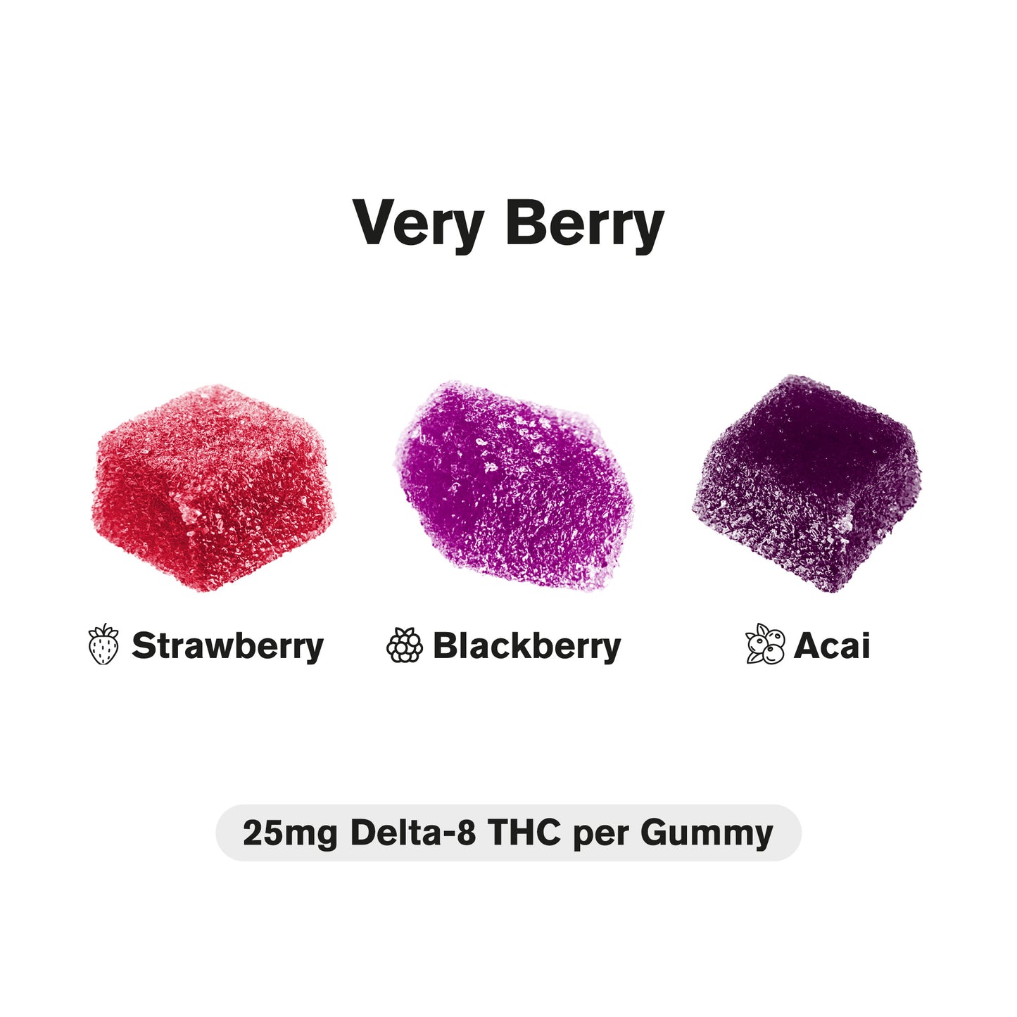25mg Delta 8 Gummies - Very Berry - 10X