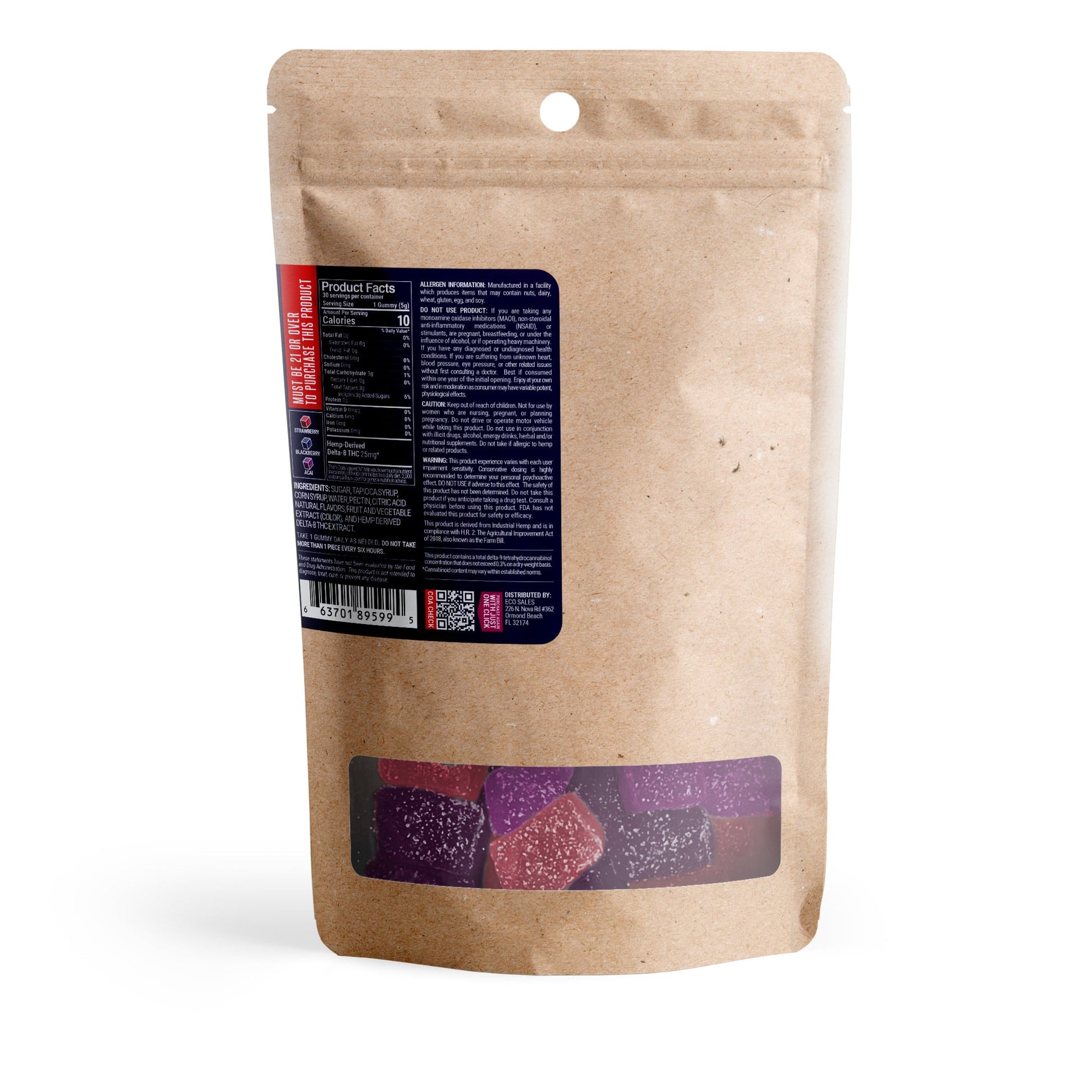 25mg Delta 8 Gummies - Very Berry - 10X