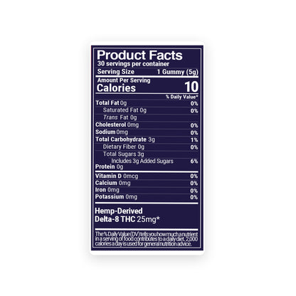25mg Delta 8 Gummies - Very Berry - 10X