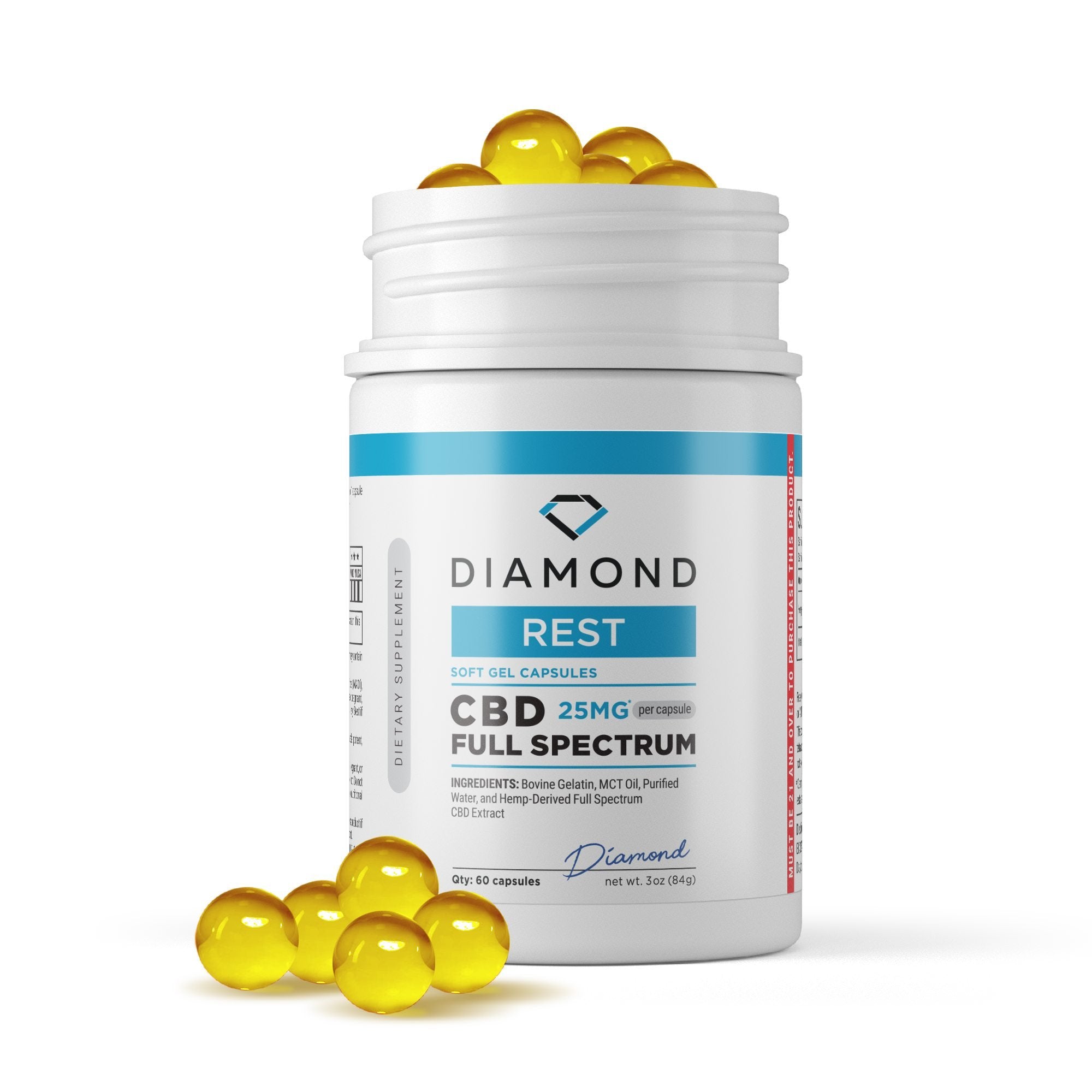 25mg Full Spectrum CBD Capsules - 60ct - Diamond