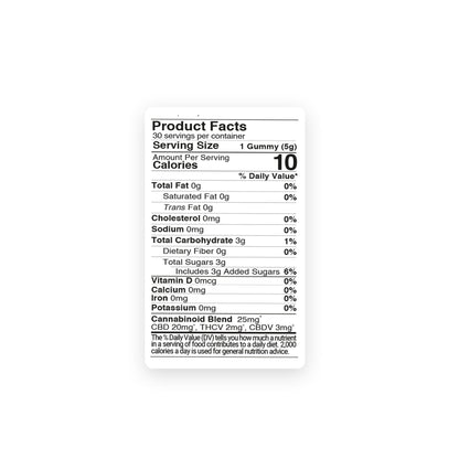 25mg Full Spectrum CBD, THCV, CBDV Gummies - Canna Slim