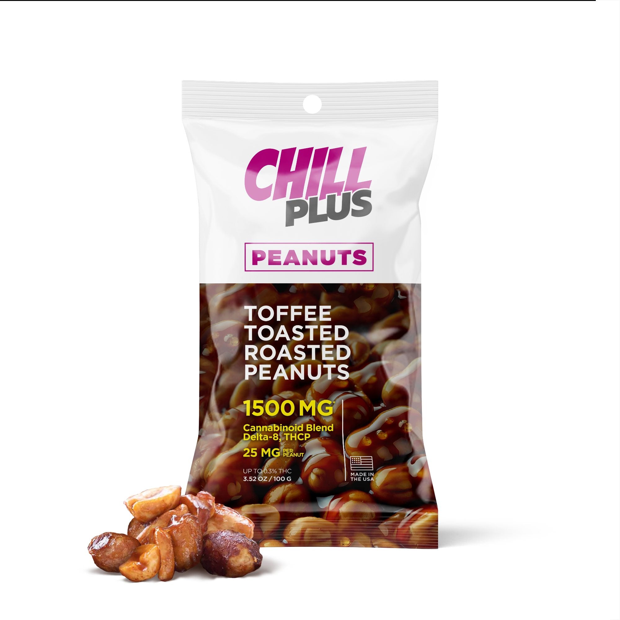 25mg Toffee Toasted Roasted Peanuts - D8, THCP - Chill Plus