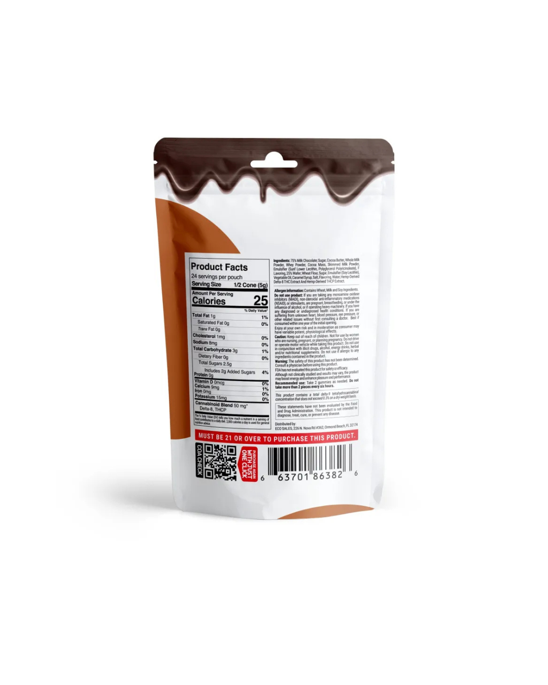 100mg Milk Chocolate Waffle Cones - D8, THCP - Chill Plus