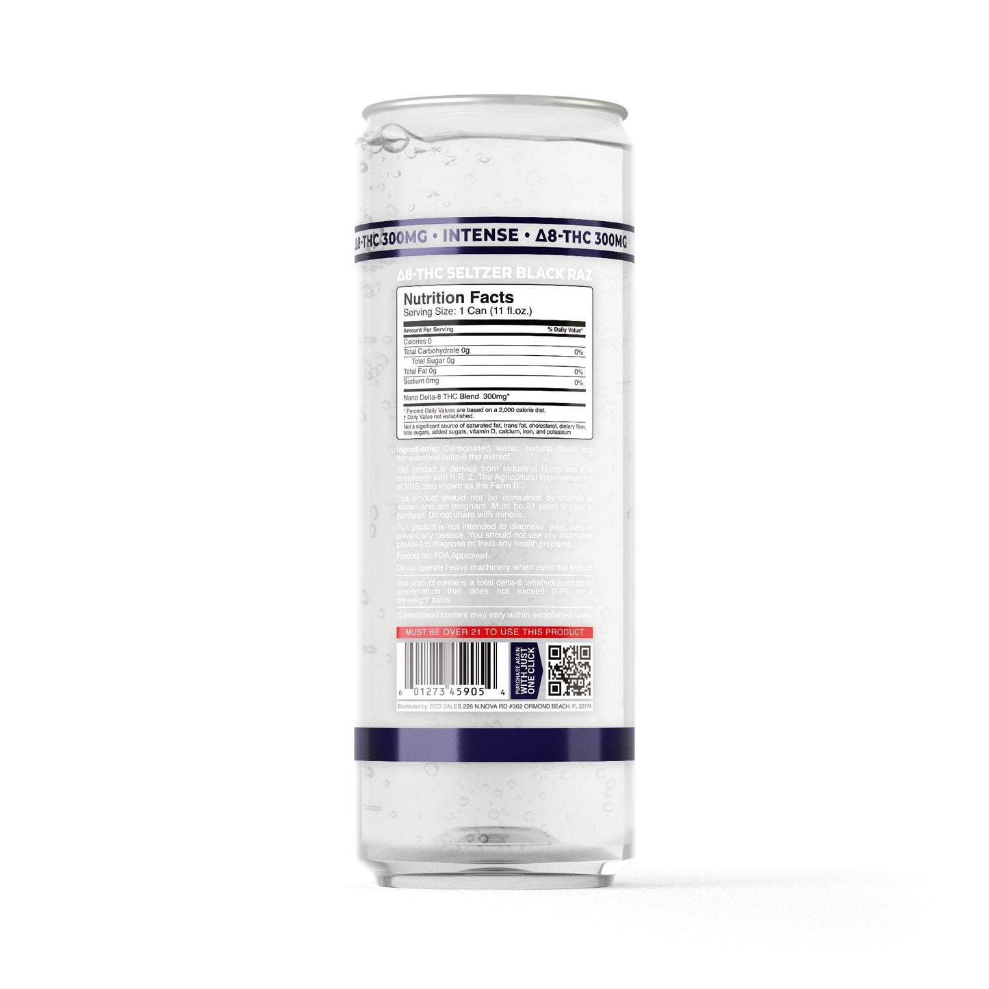 300mg Black Raz THC Seltzer - D8 Nano - Fresh