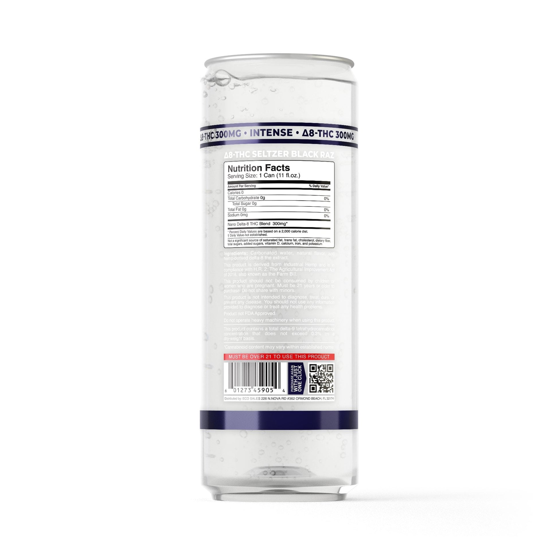 300mg Black Raz THC Seltzer - D8 Nano - Fresh