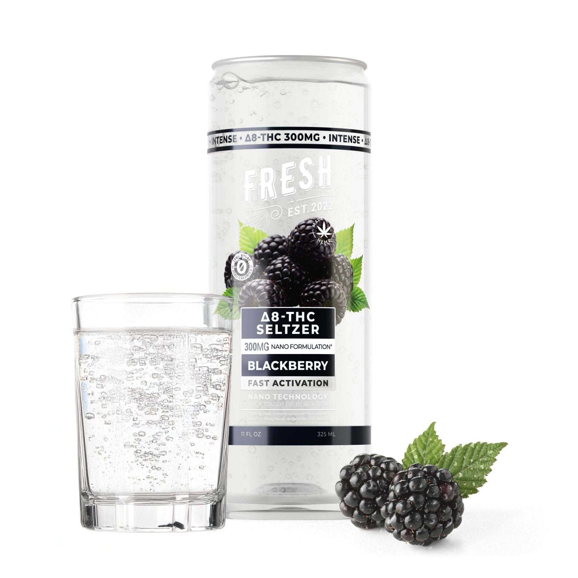 300mg Blackberry THC Seltzer - D8 Nano - Fresh