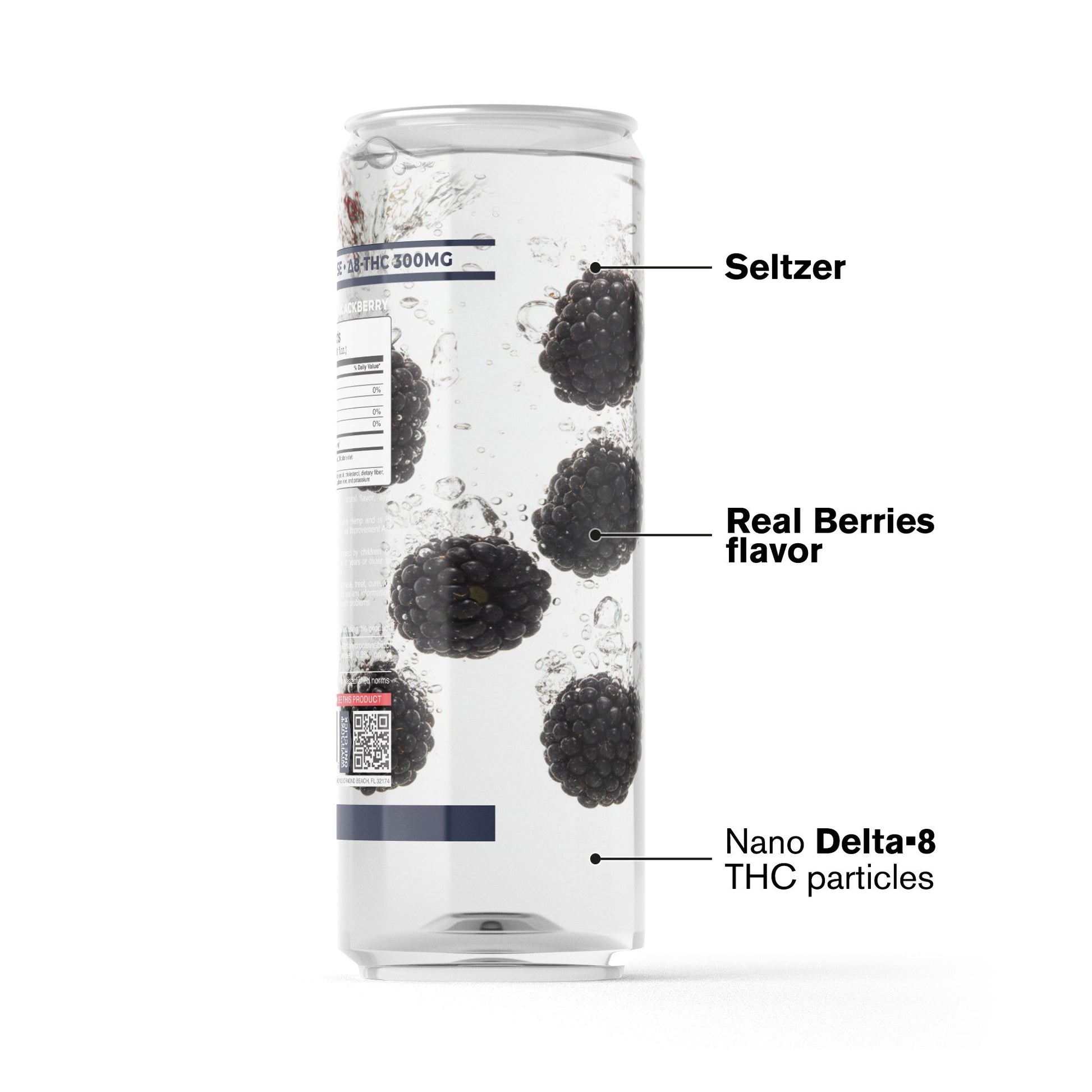 300mg Blackberry THC Seltzer - D8 Nano - Fresh