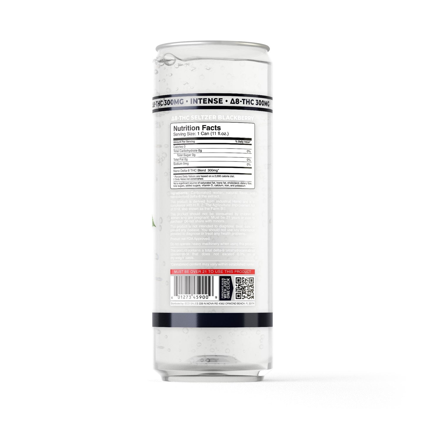 300mg Blackberry THC Seltzer - D8 Nano - Fresh
