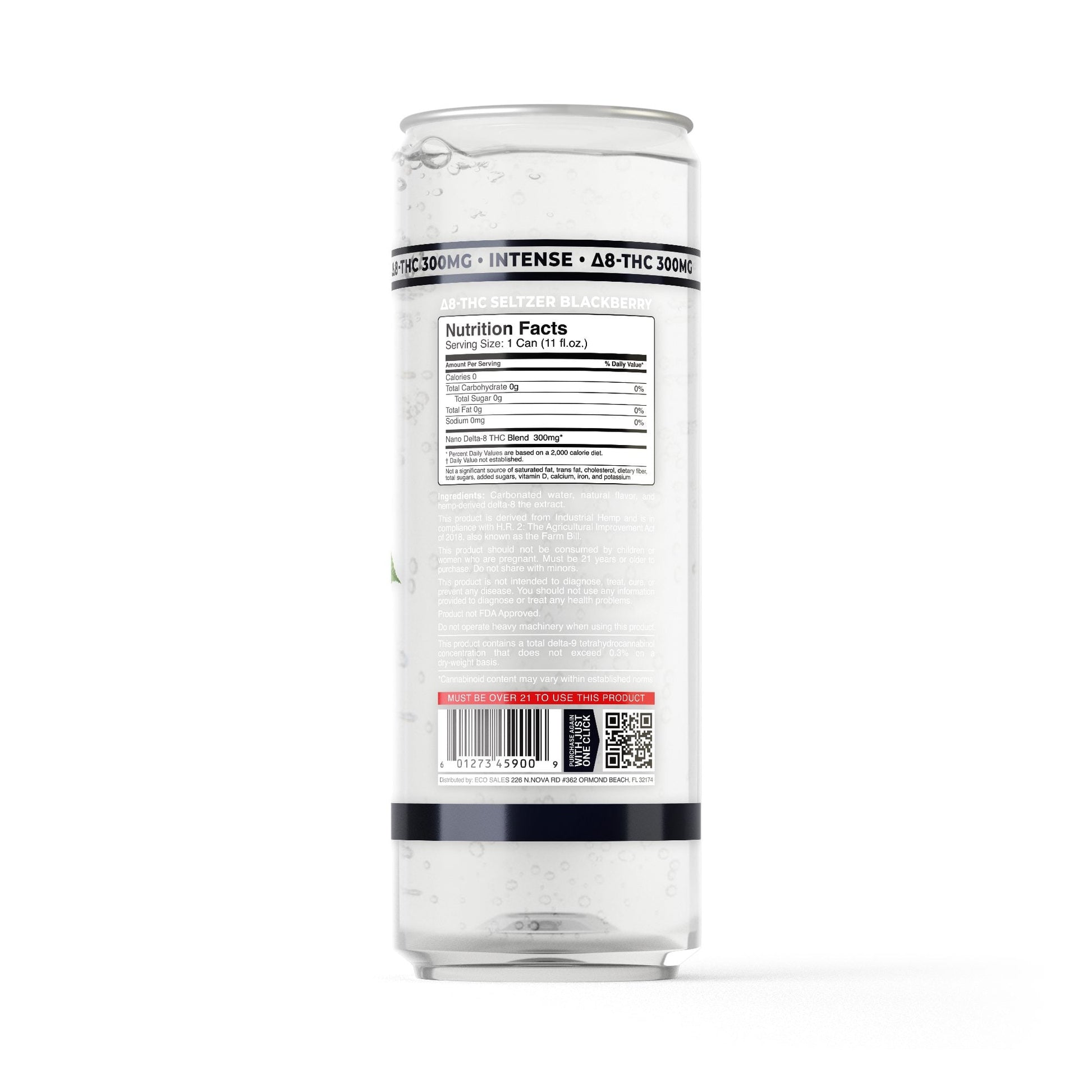 300mg Blackberry THC Seltzer - D8 Nano - Fresh