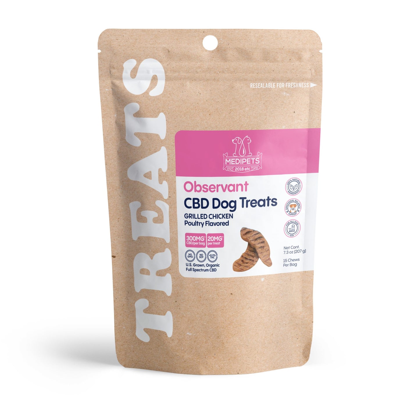 300mg CBD Pet Treats For Dogs - Grilled Chicken - MediPets