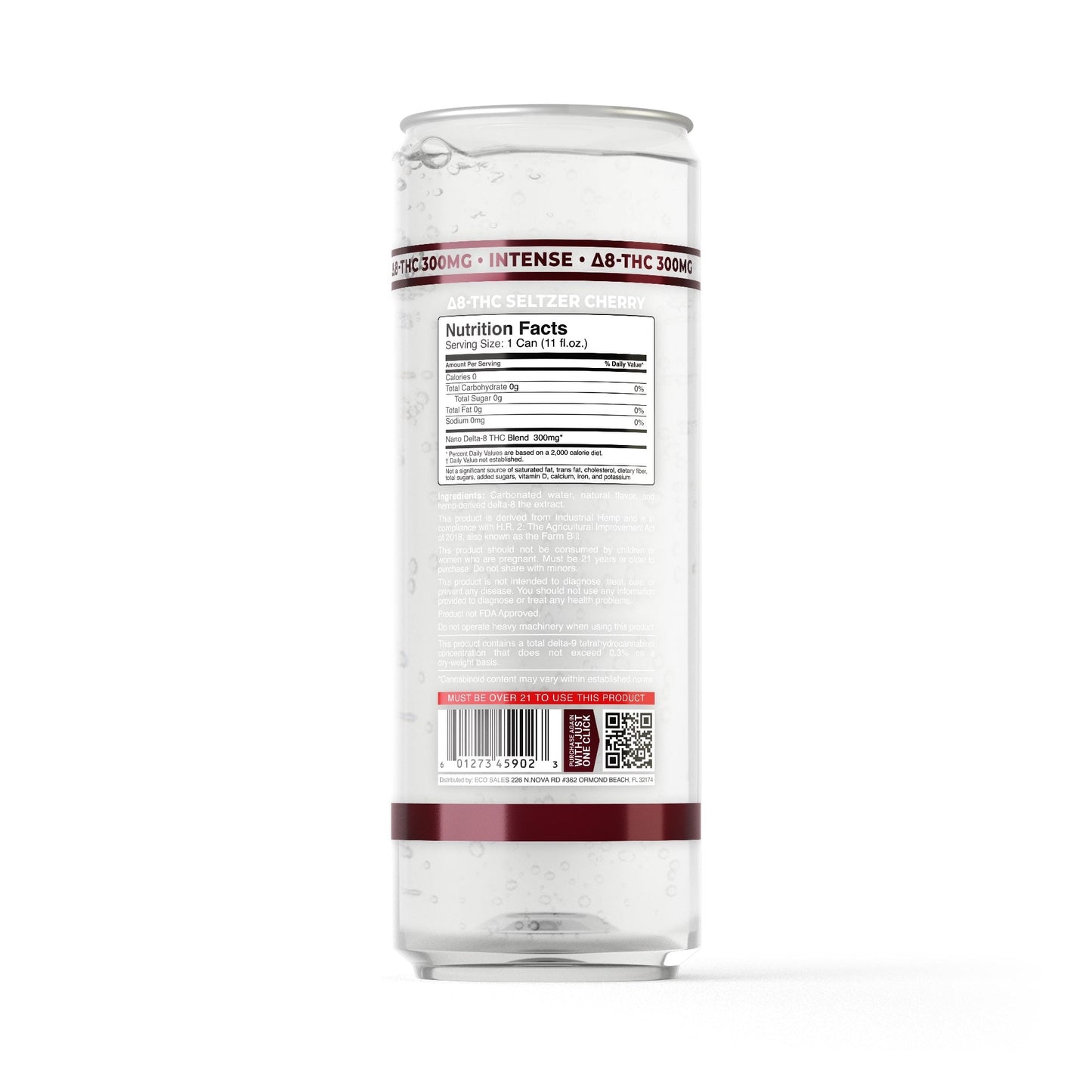 300mg Cherry THC Seltzer - D8 Nano - Fresh