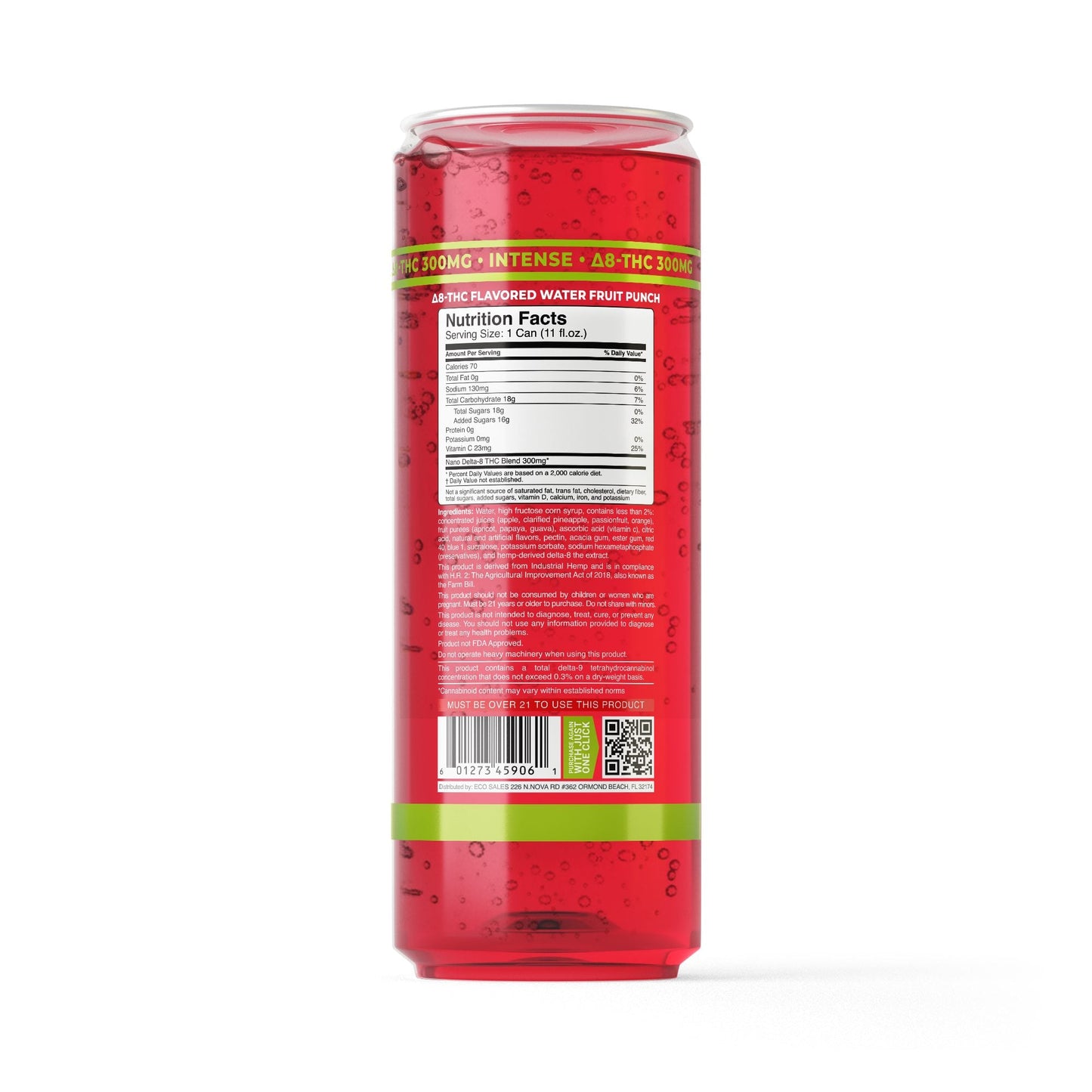 300mg Fruit Punch THC Water - D8 Nano - Fresh