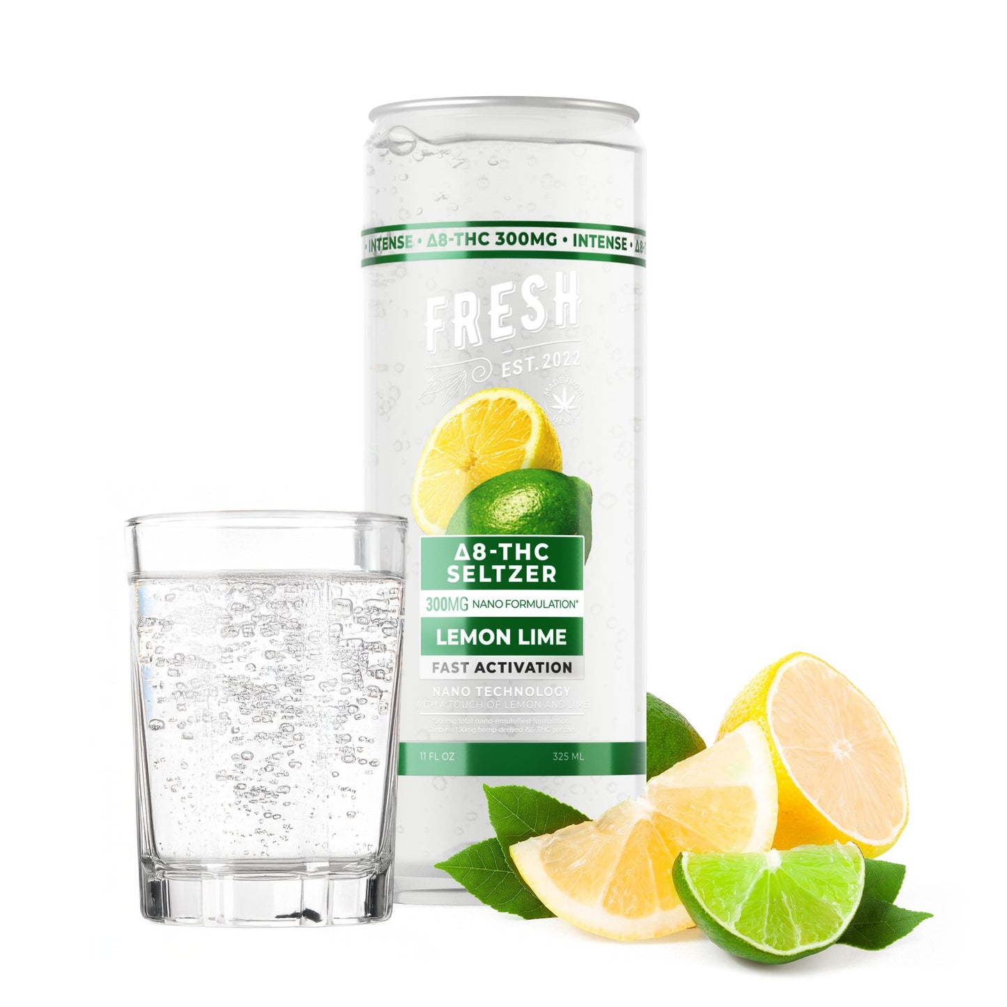 300mg Lemon Lime THC Seltzer - D8 Nano - Fresh