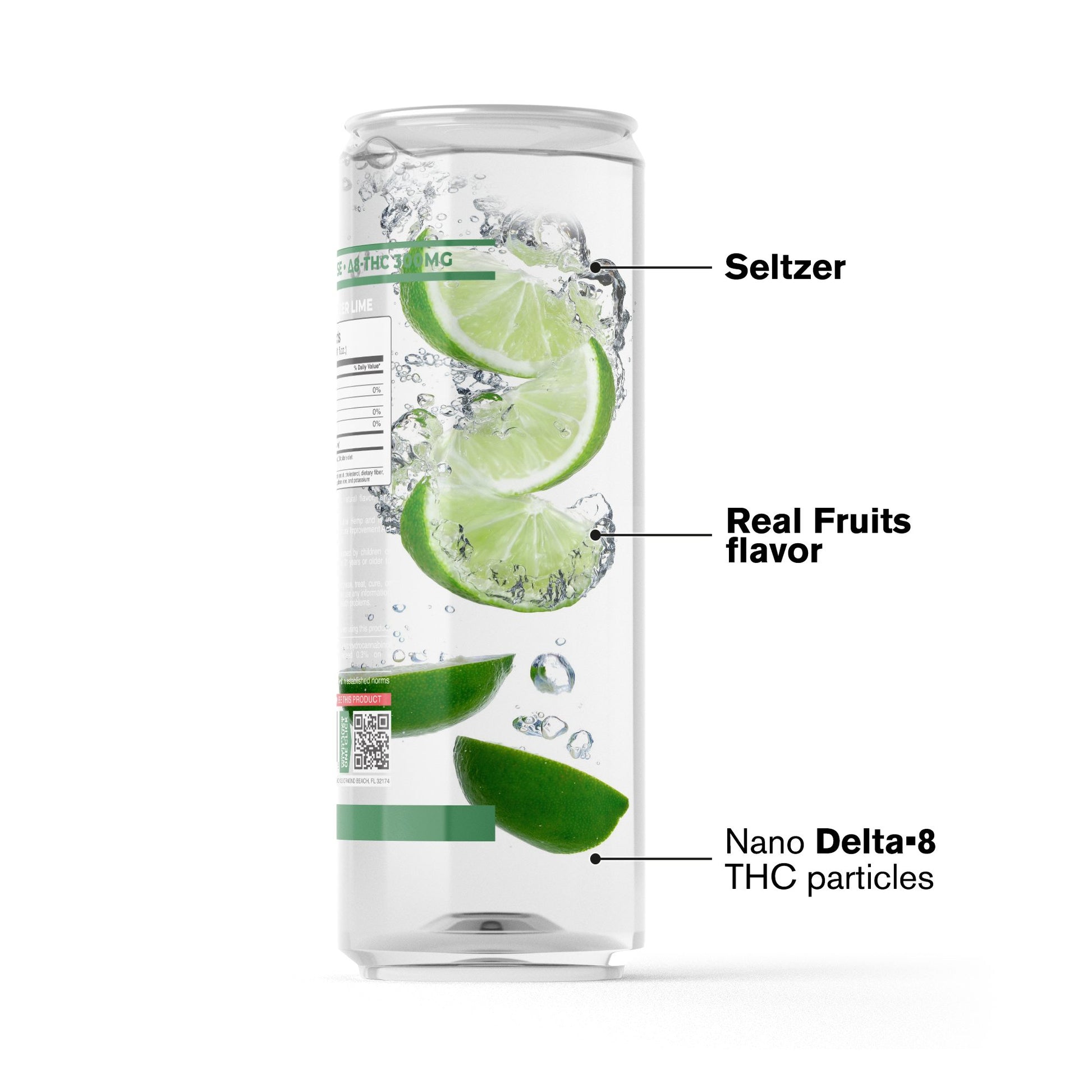 300mg Lime THC Seltzer - D8 Nano - Fresh