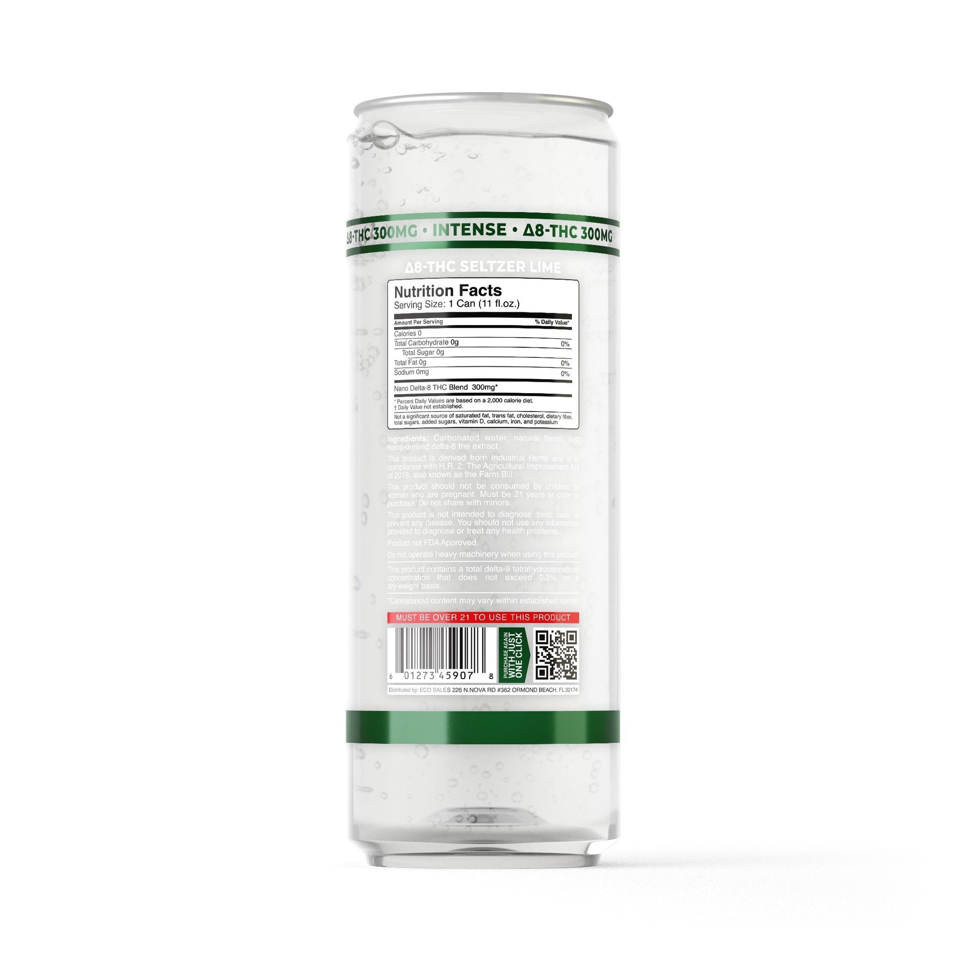 300mg Lime THC Seltzer - D8 Nano - Fresh