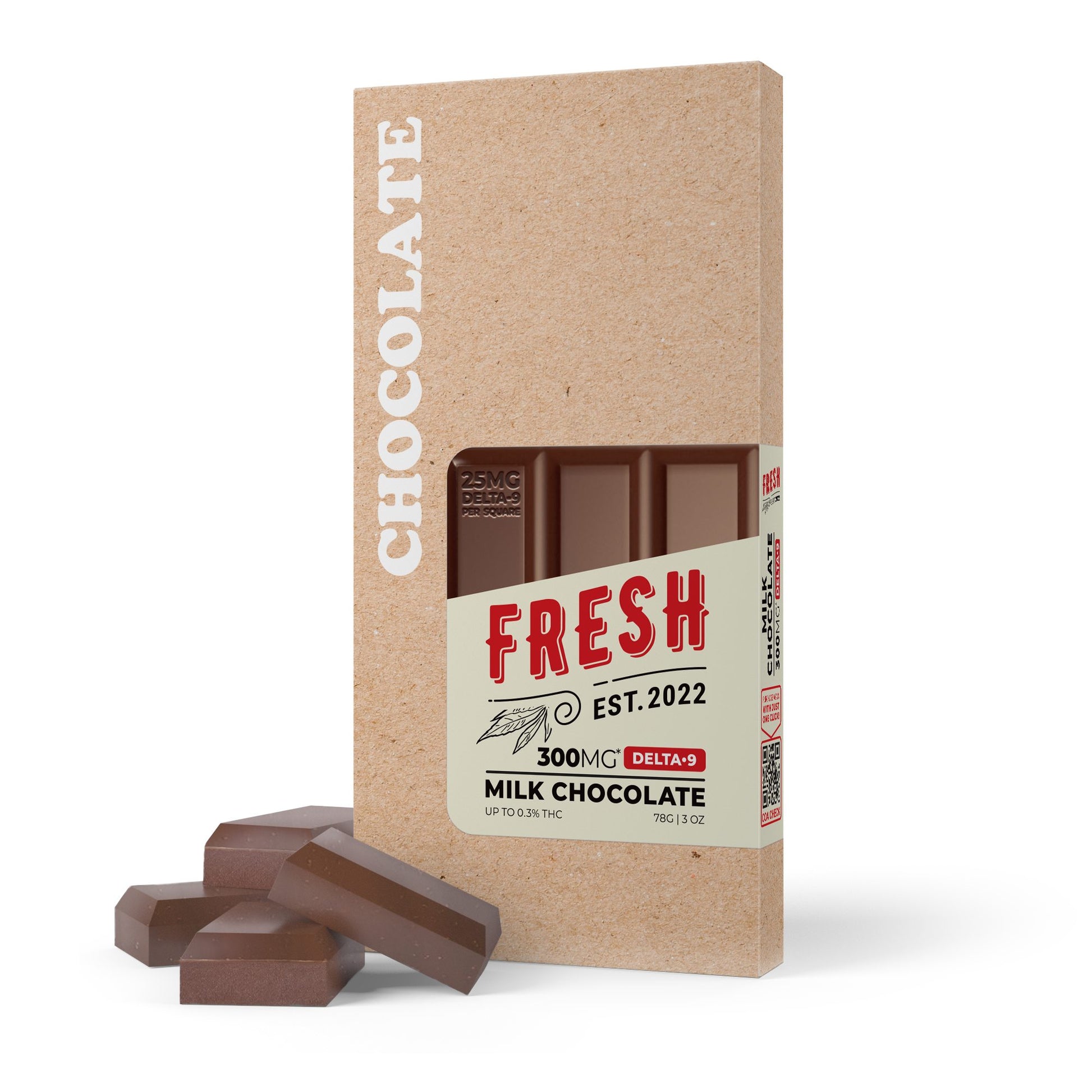 300mg Milk Chocolate Bar – Delta 9 – Fresh
