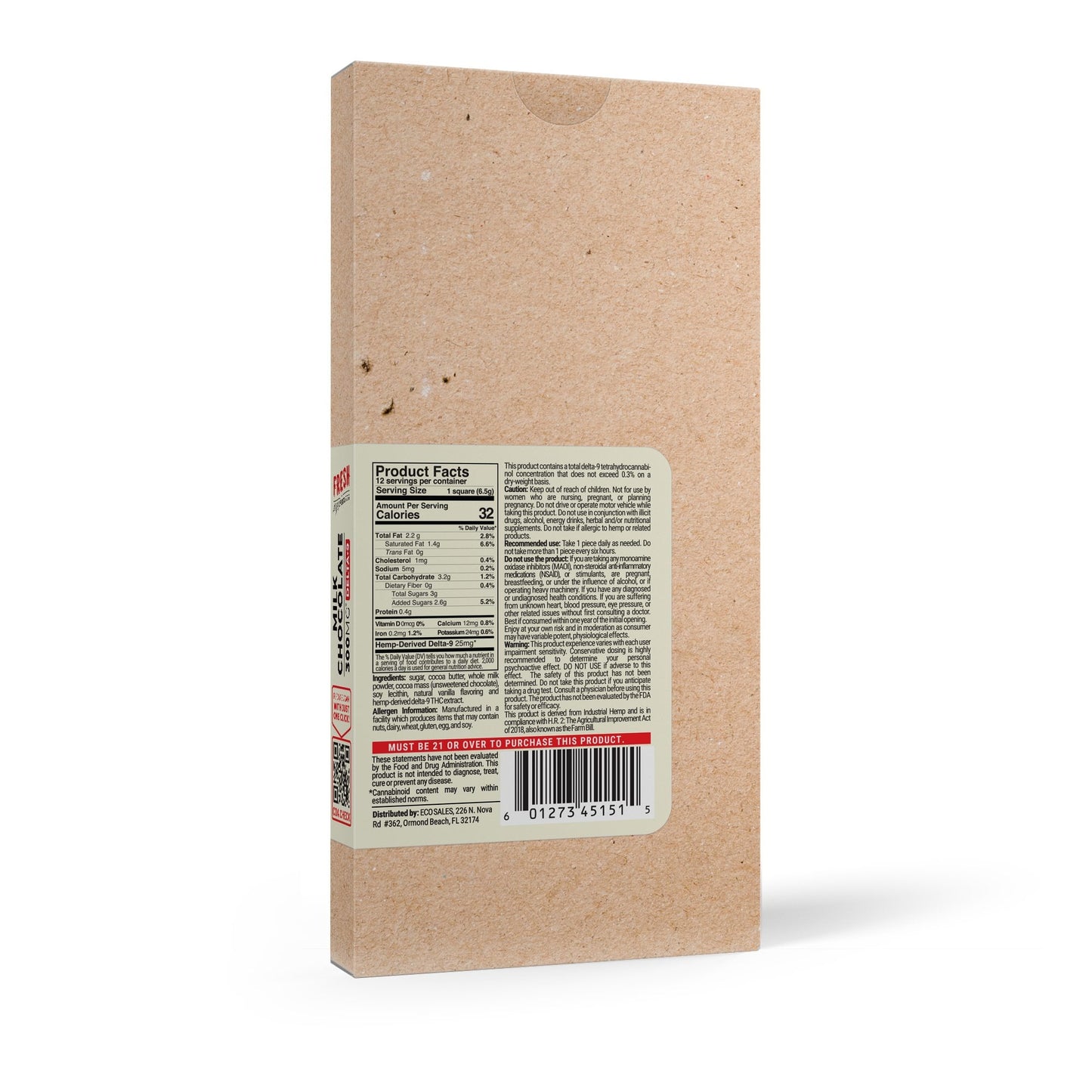 300mg Milk Chocolate Bar – Delta 9 – Fresh