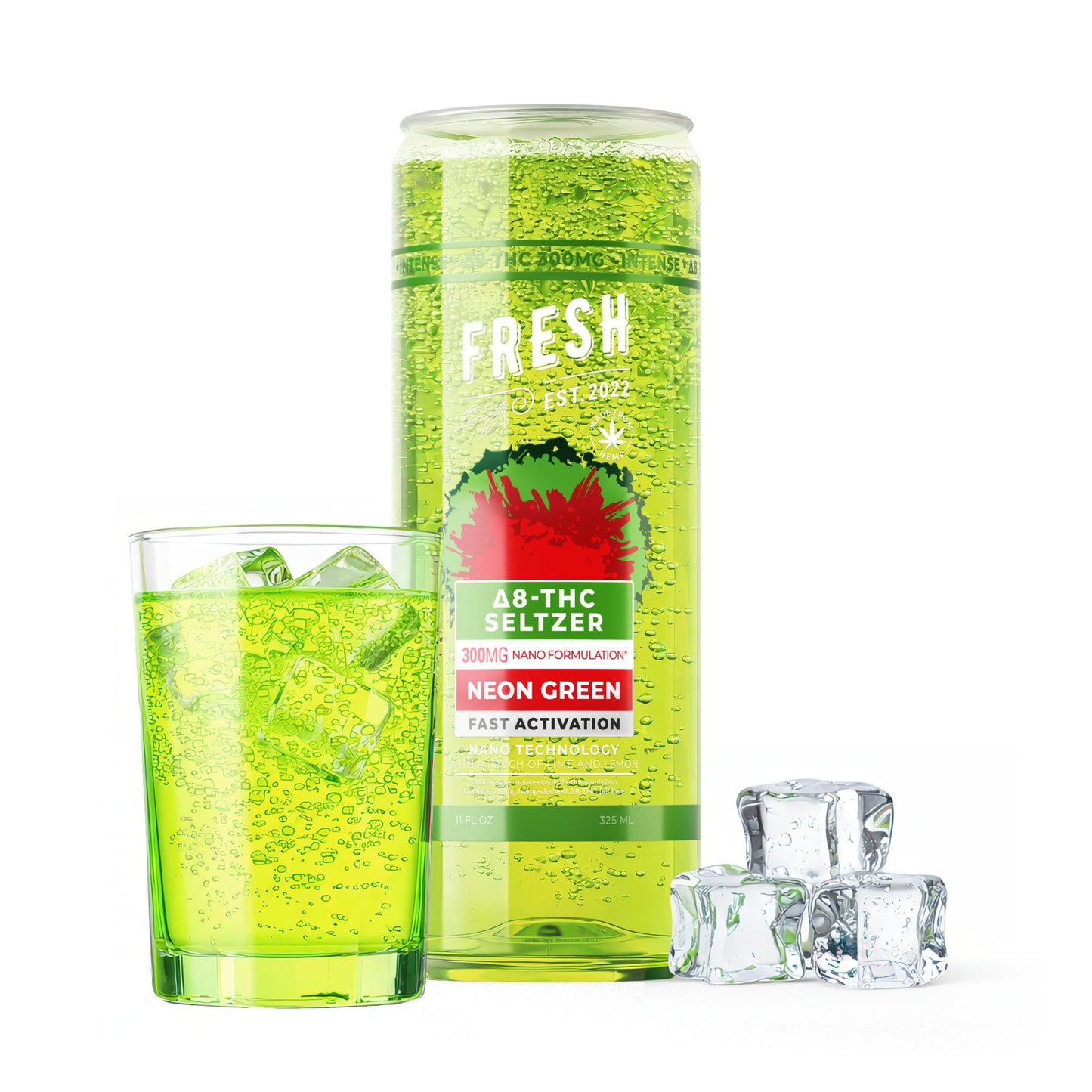 300mg Neon Green THC Seltzer - D8 Nano - Fresh