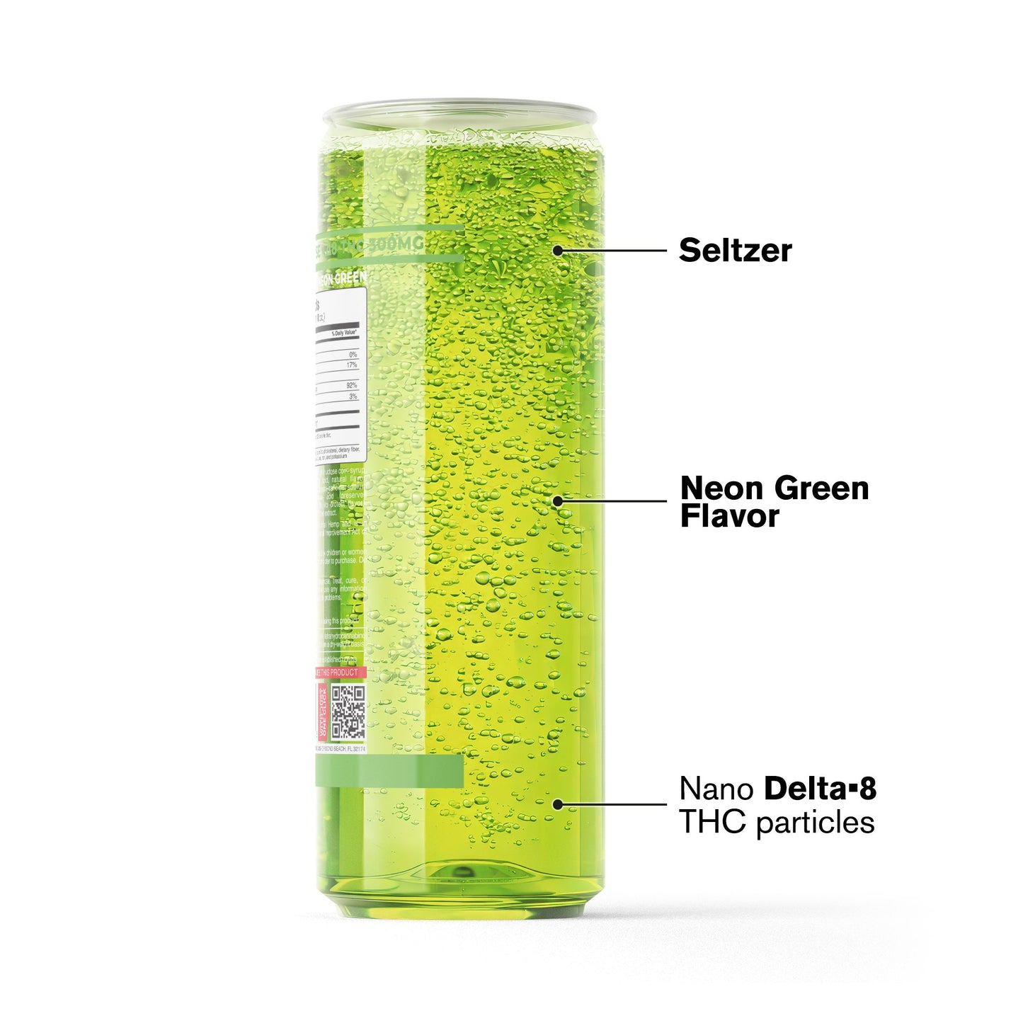 300mg Neon Green THC Seltzer - D8 Nano - Fresh
