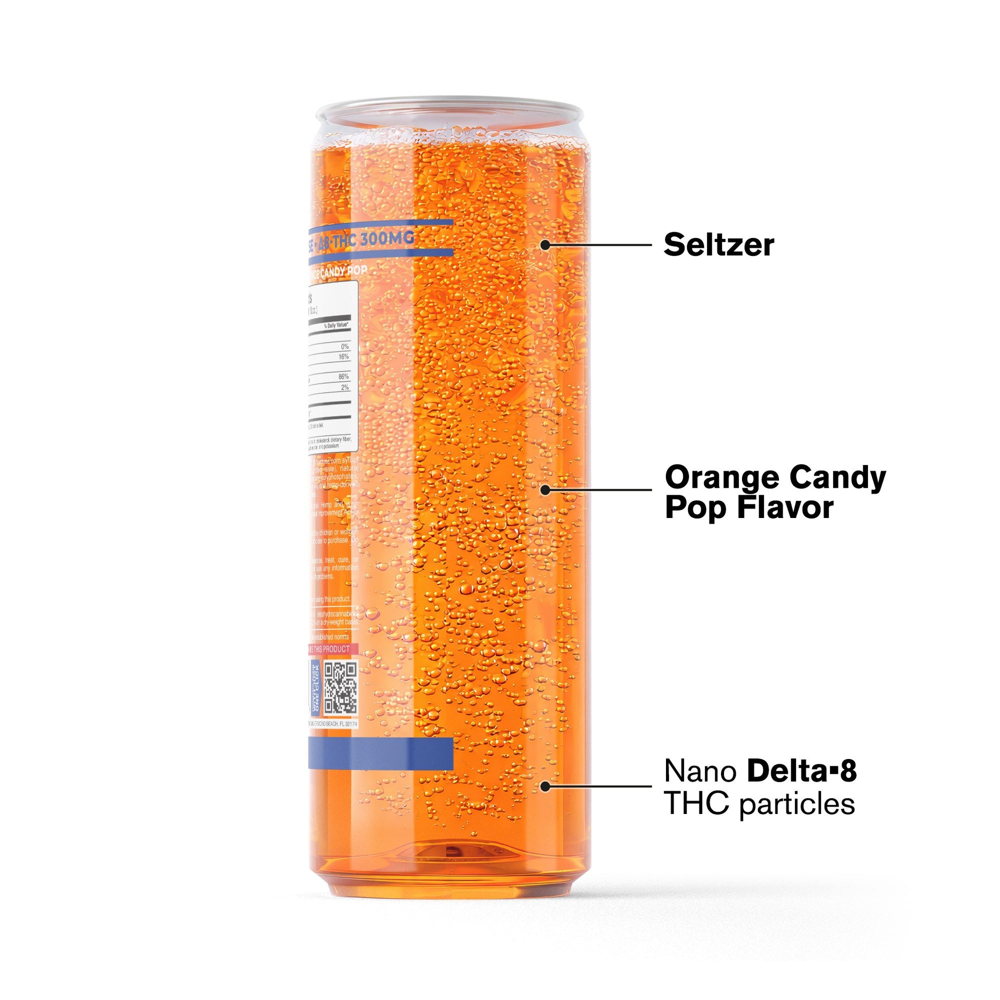 300mg Orange Candy Pop THC Seltzer - D8 Nano - Fresh