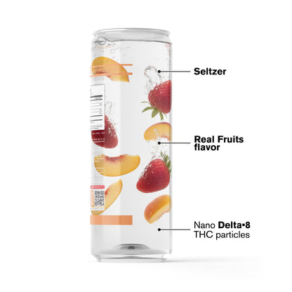 300mg Strawberry & Peach THC Seltzer - D8 Nano - Fresh