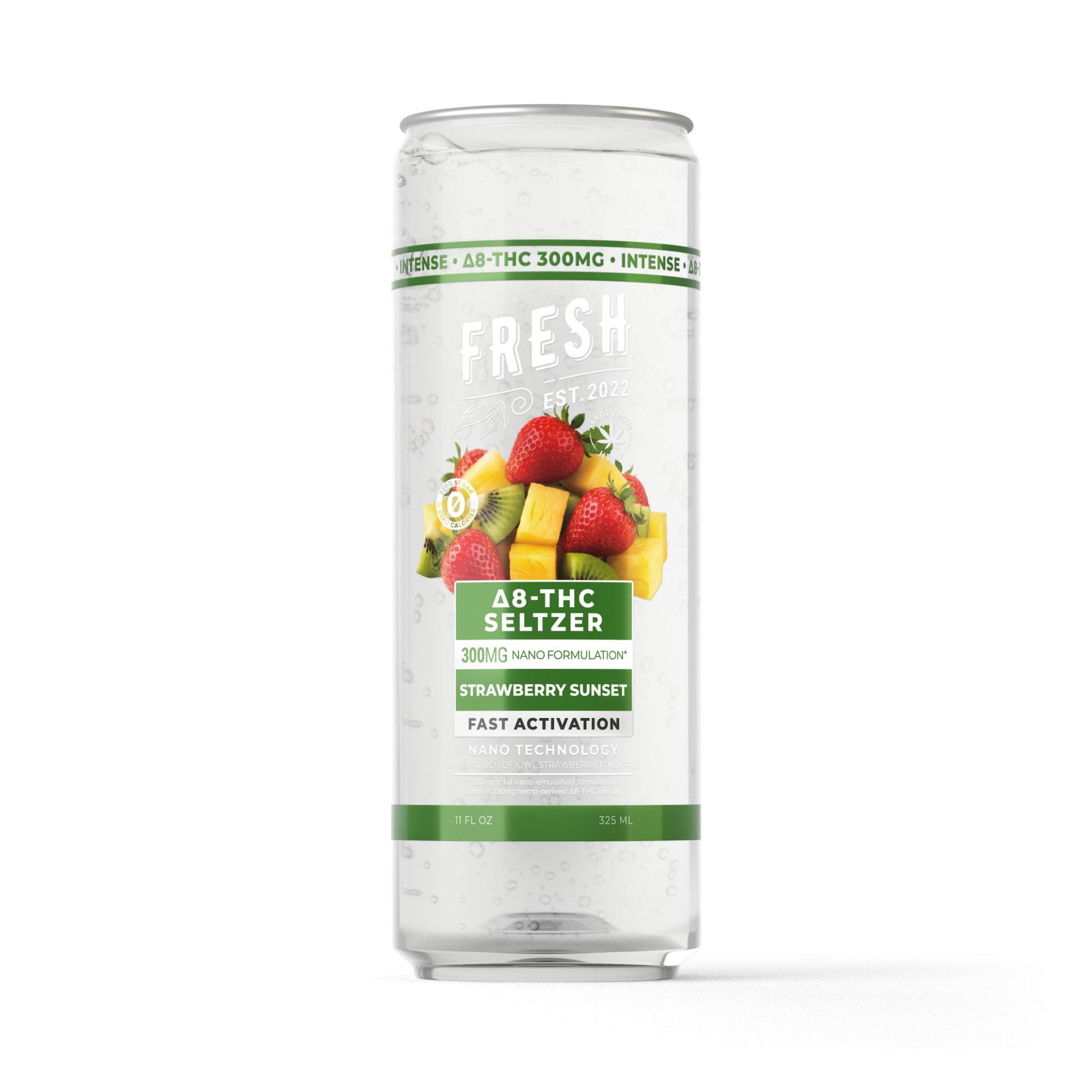 300mg Strawberry Sunset THC Seltzer - D8 Nano - Fresh