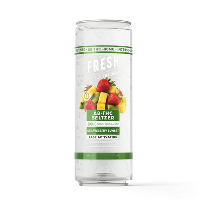 300mg Strawberry Sunset THC Seltzer - D8 Nano - Fresh