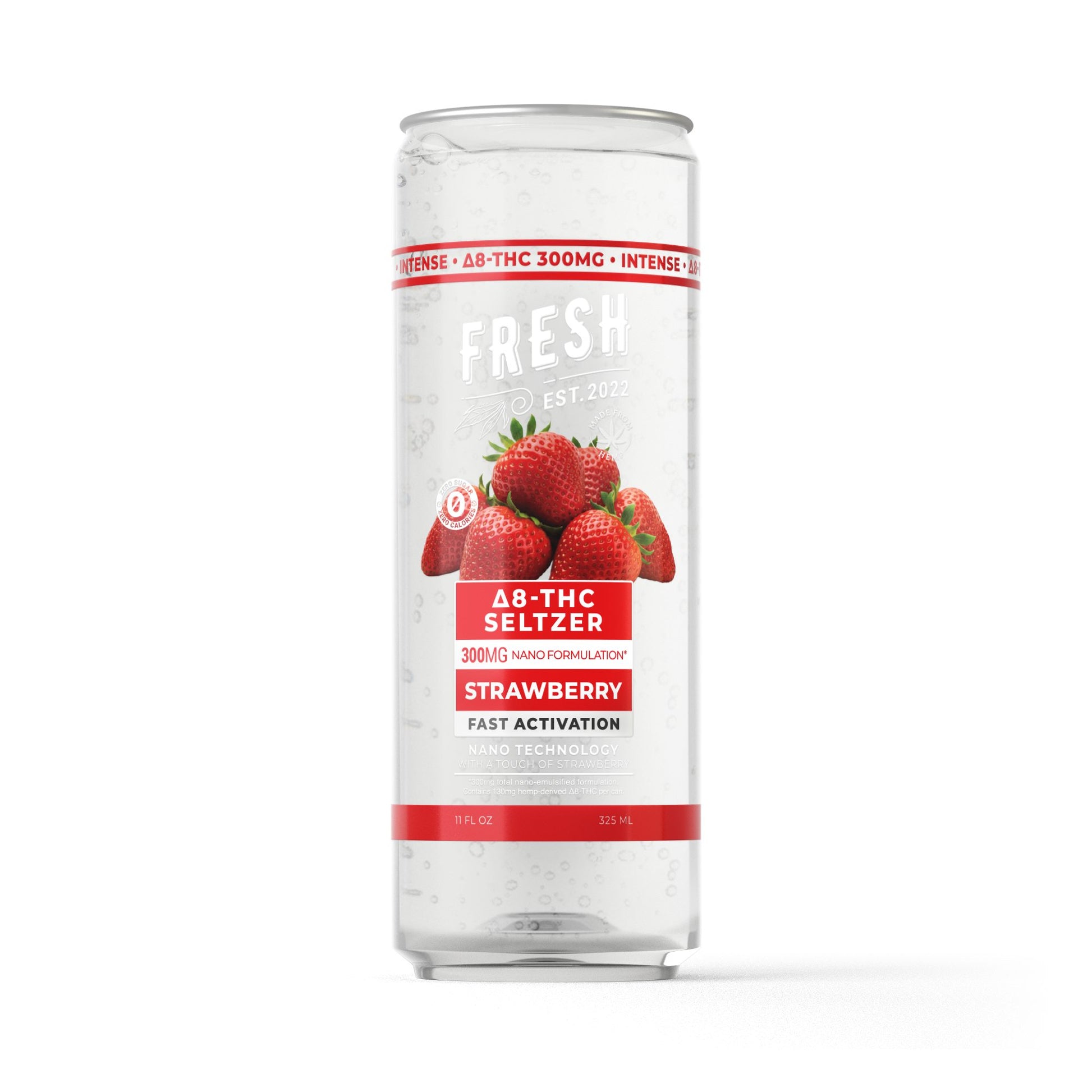 300mg Strawberry THC Seltzer - D8 Nano - Fresh