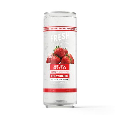 300mg Strawberry THC Seltzer - D8 Nano - Fresh