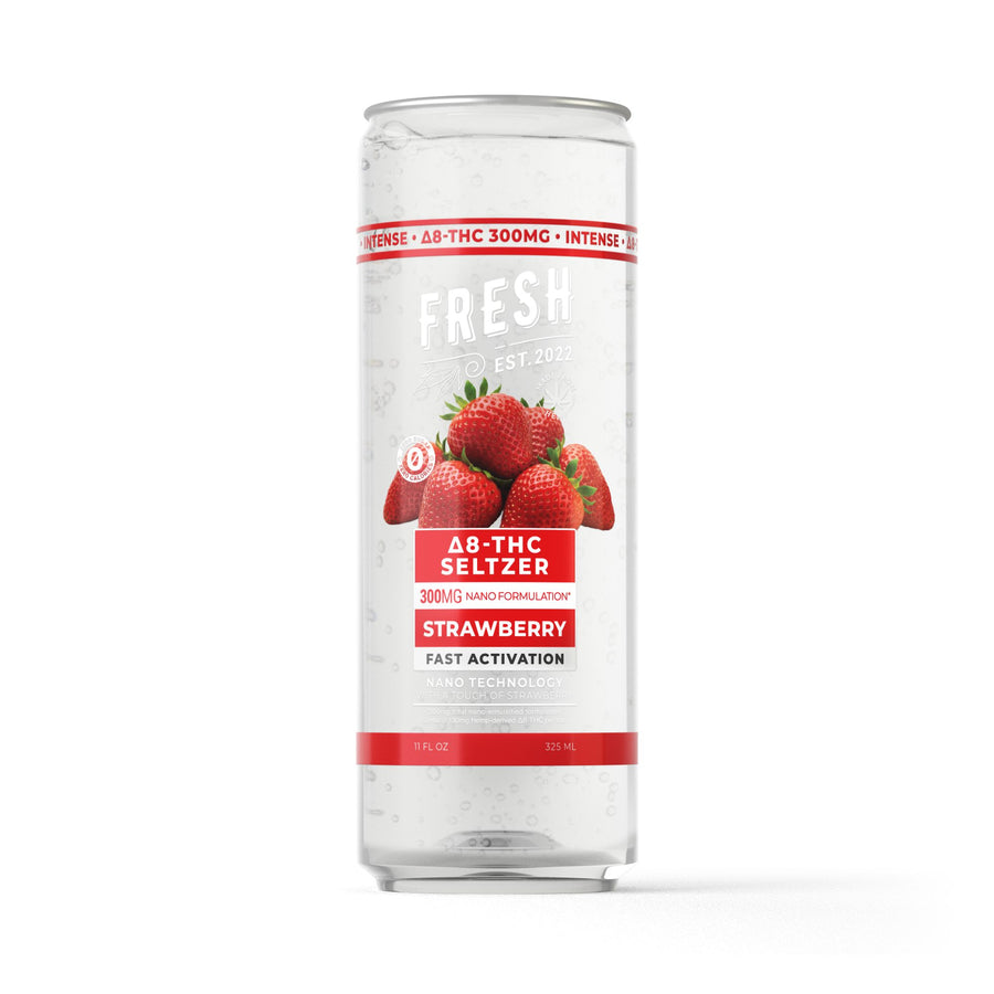 300mg Strawberry THC Seltzer - D8 Nano - Fresh