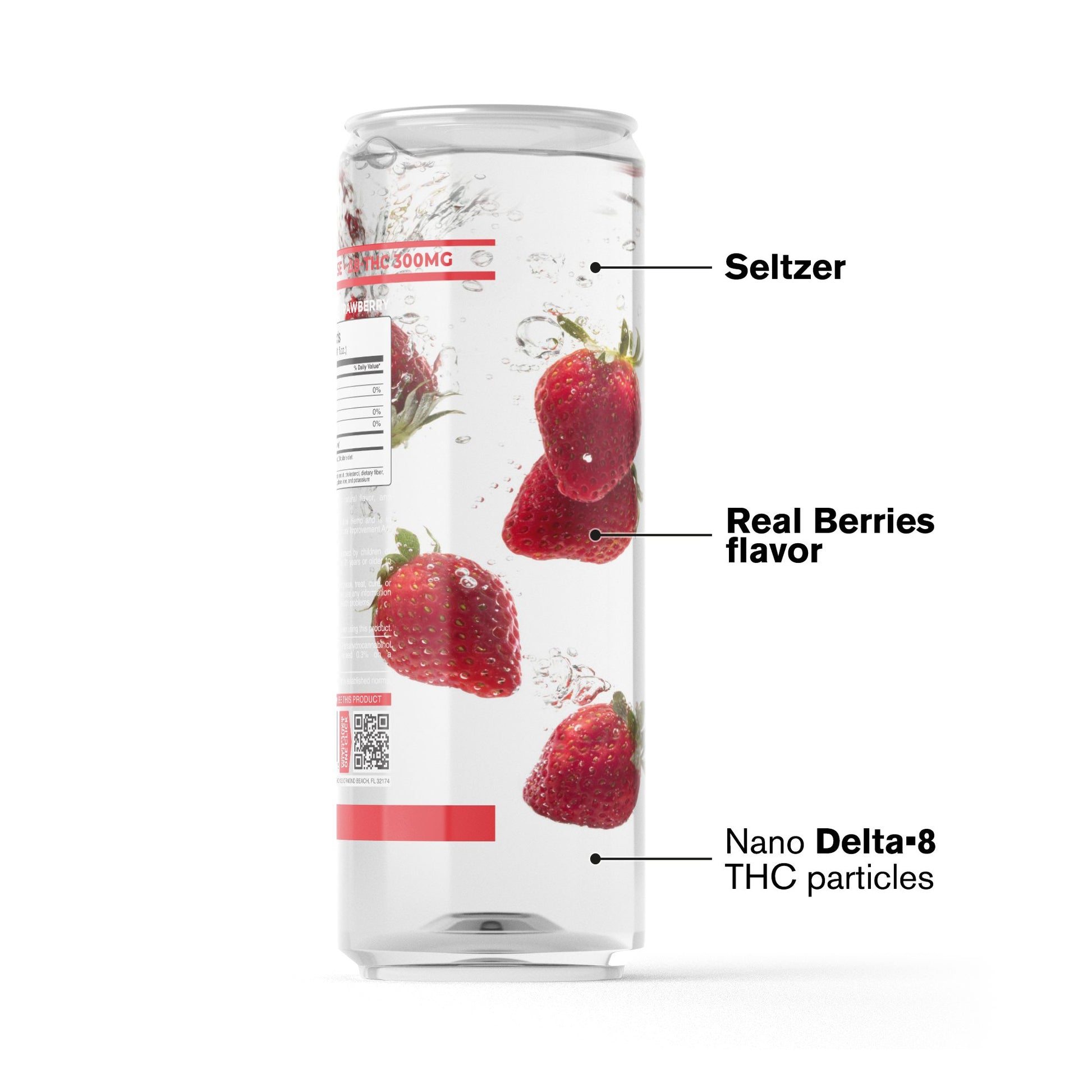 300mg Strawberry THC Seltzer - D8 Nano - Fresh