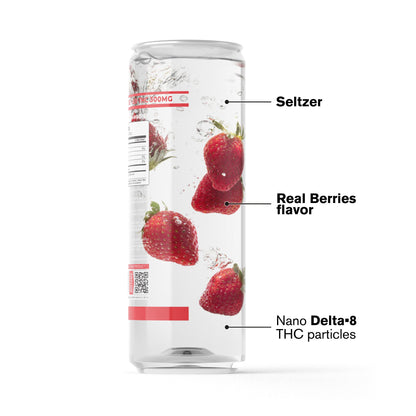 300mg Strawberry THC Seltzer - D8 Nano - Fresh