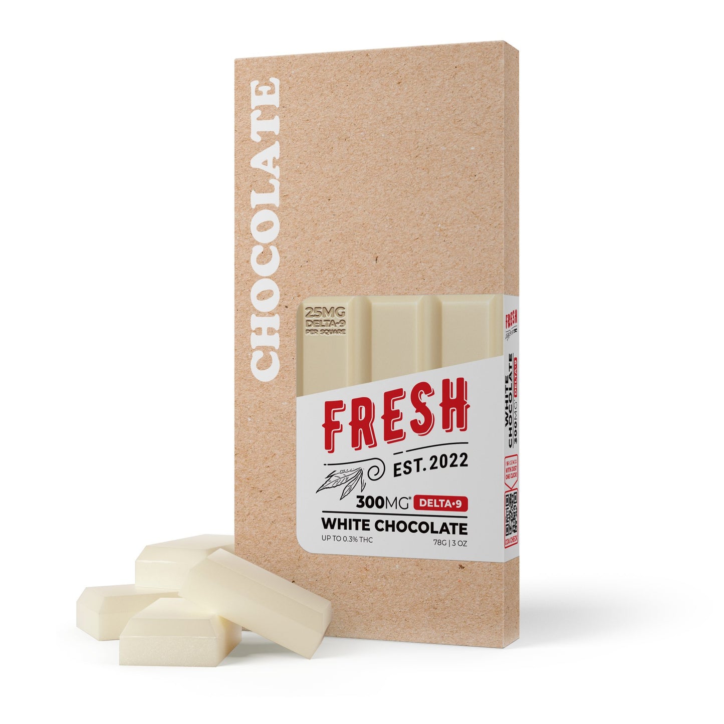 300mg White Chocolate Bar – Delta 9 – Fresh