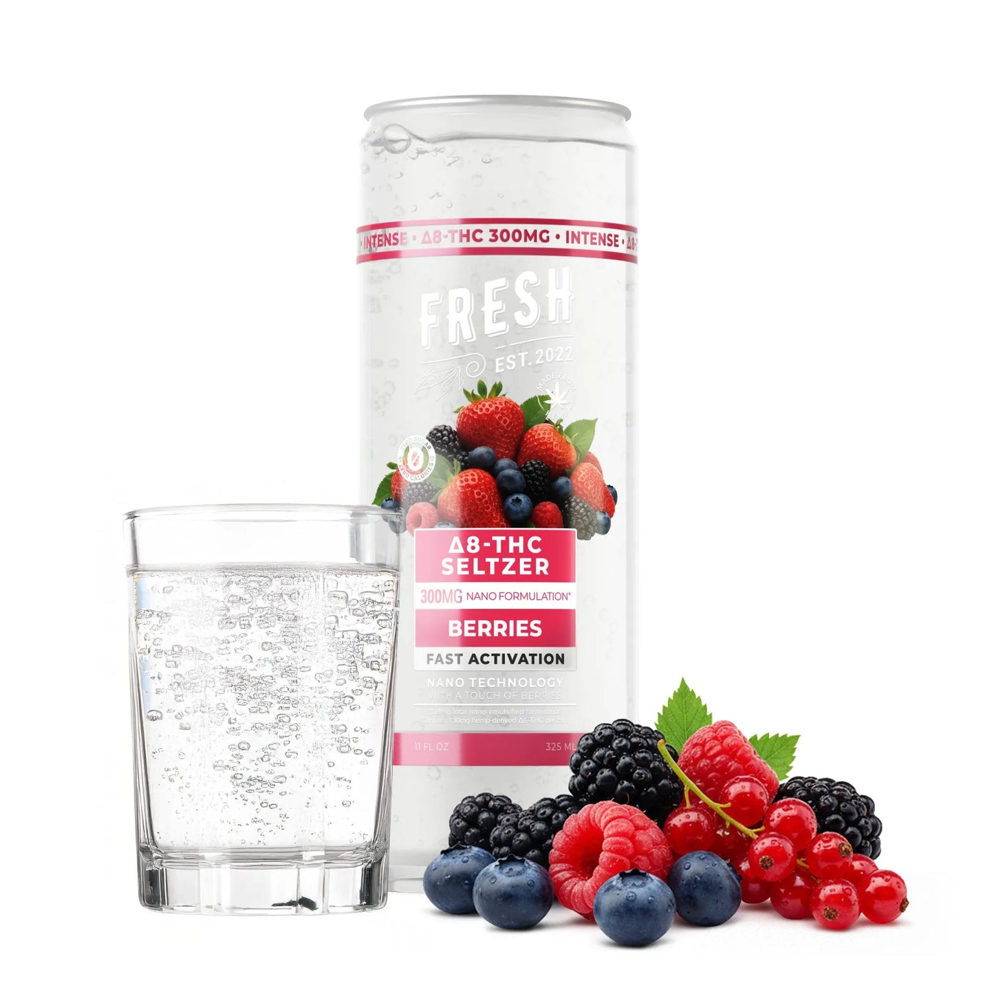 300mg Berries THCa Seltzer - D8 Nano - Fresh