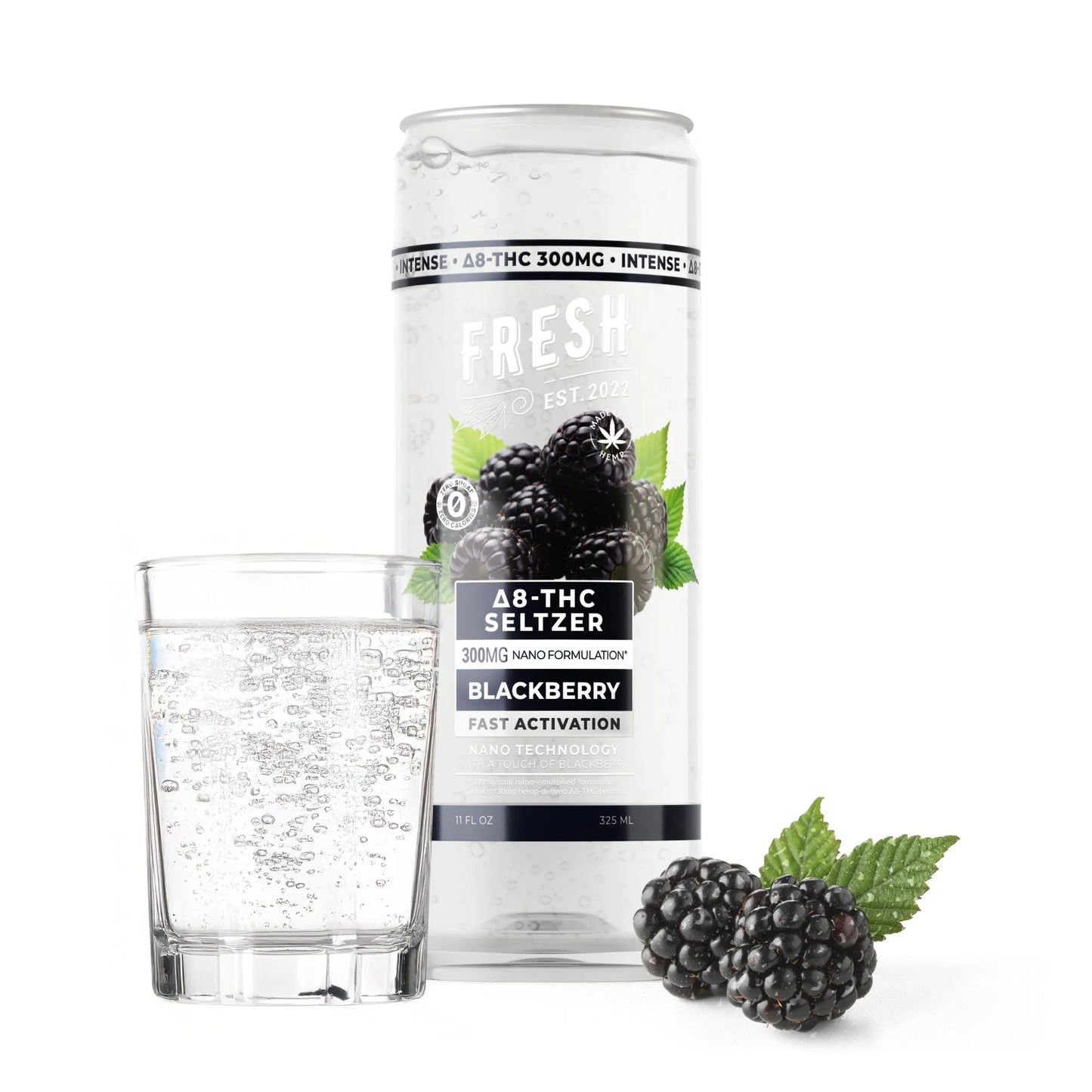 300mg Blackberry THCa Seltzer - D8 Nano - Fresh
