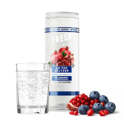 300mg Blueberry & Pomegranate THCa Seltzer - D8 Nano - Fresh