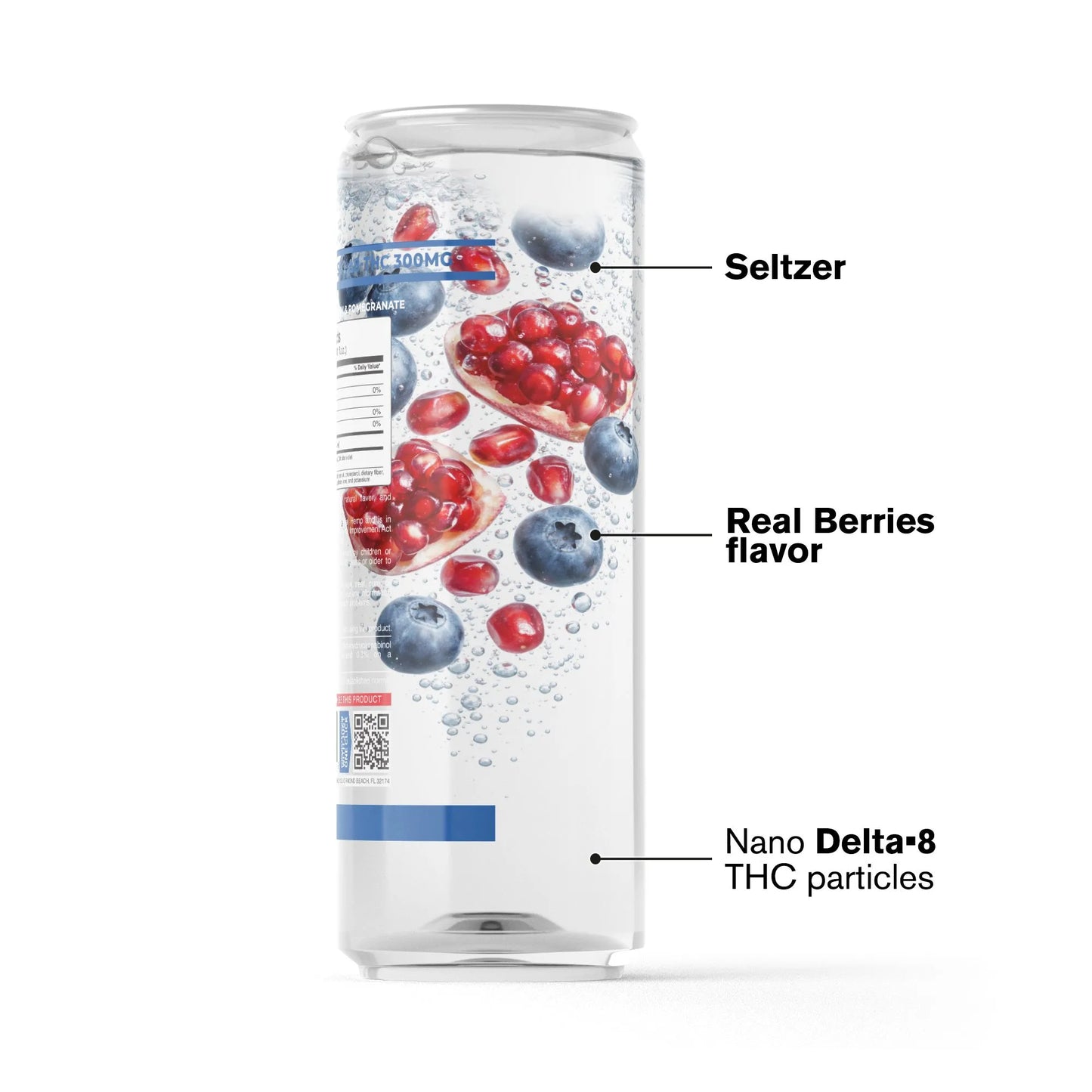 300mg Blueberry & Pomegranate THCa Seltzer - D8 Nano - Fresh