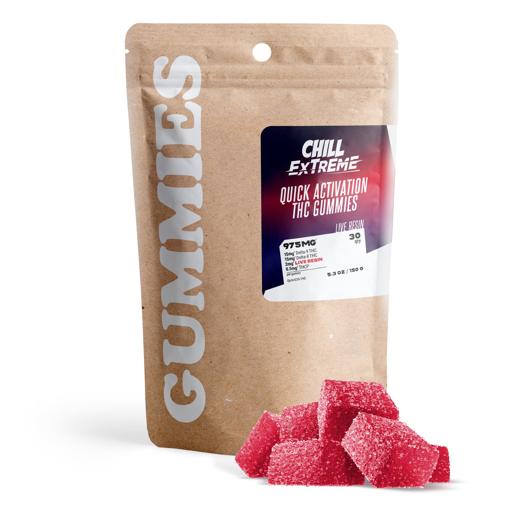 32.5mg D8, D9, THCP, Live Resin Gummies - Chill Extreme