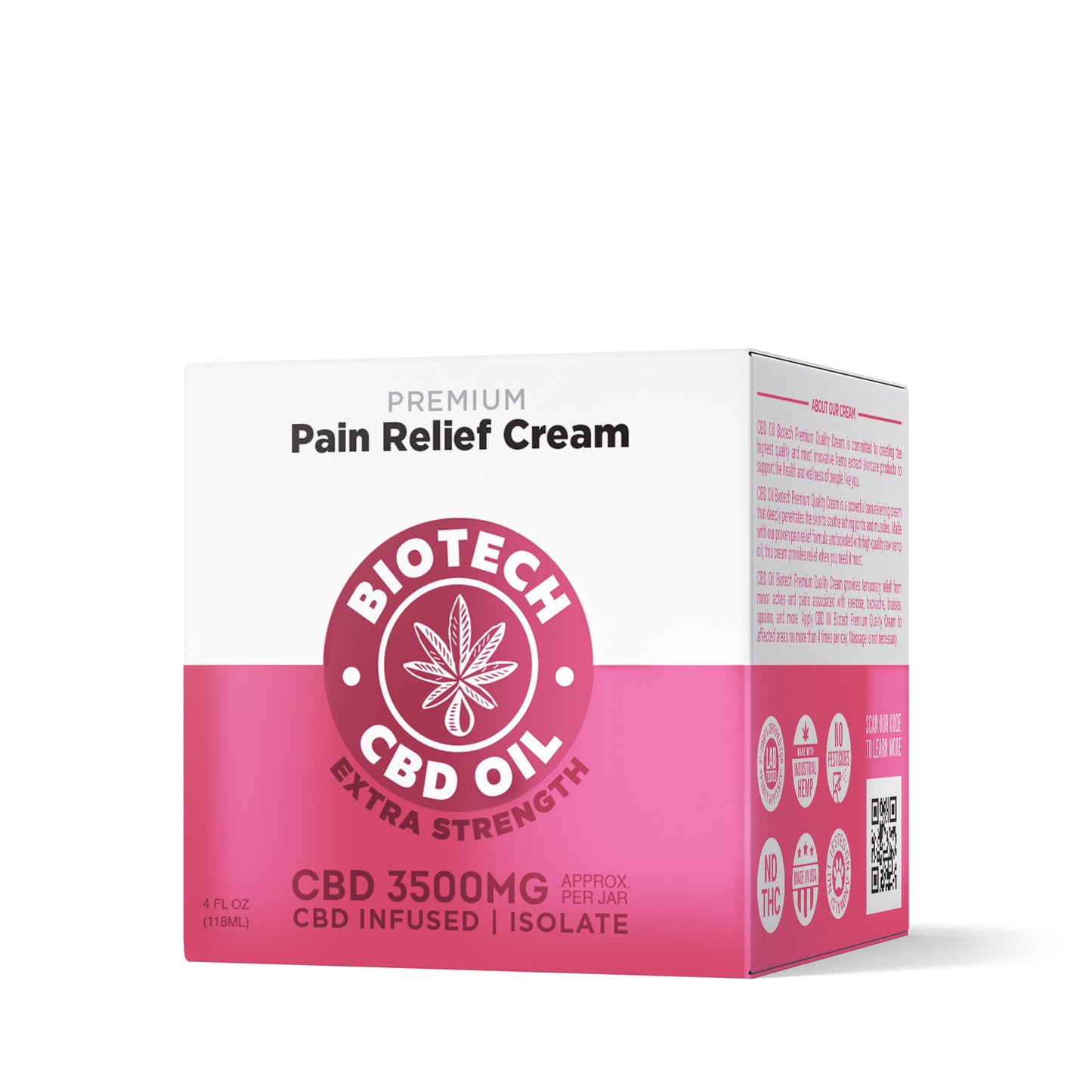 3,500mg CBD Pain Relief Cream - 4oz - Biotech CBD