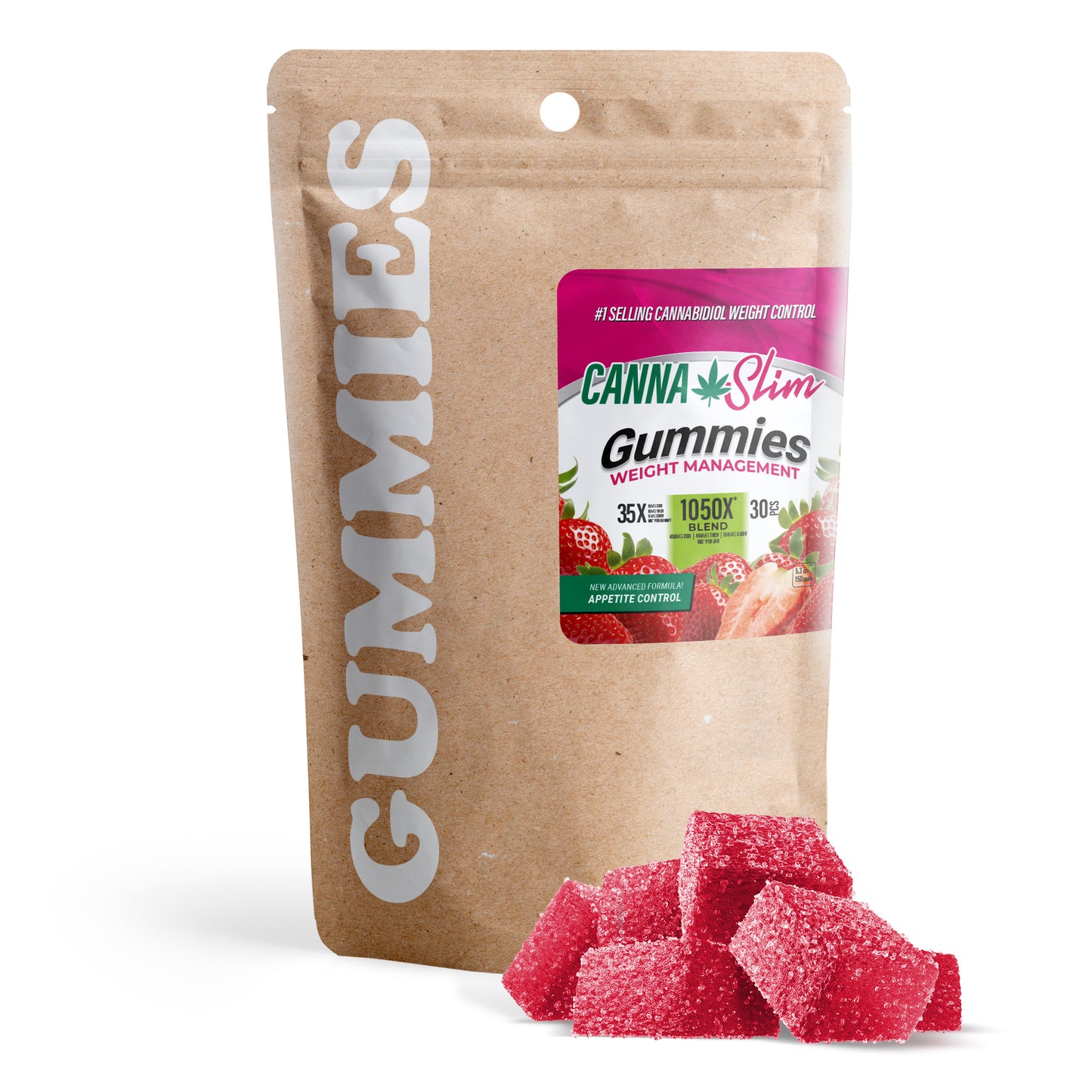35mg Full Spectrum CBD, THCV, CBDV Gummies - Strawberry - Canna Slim