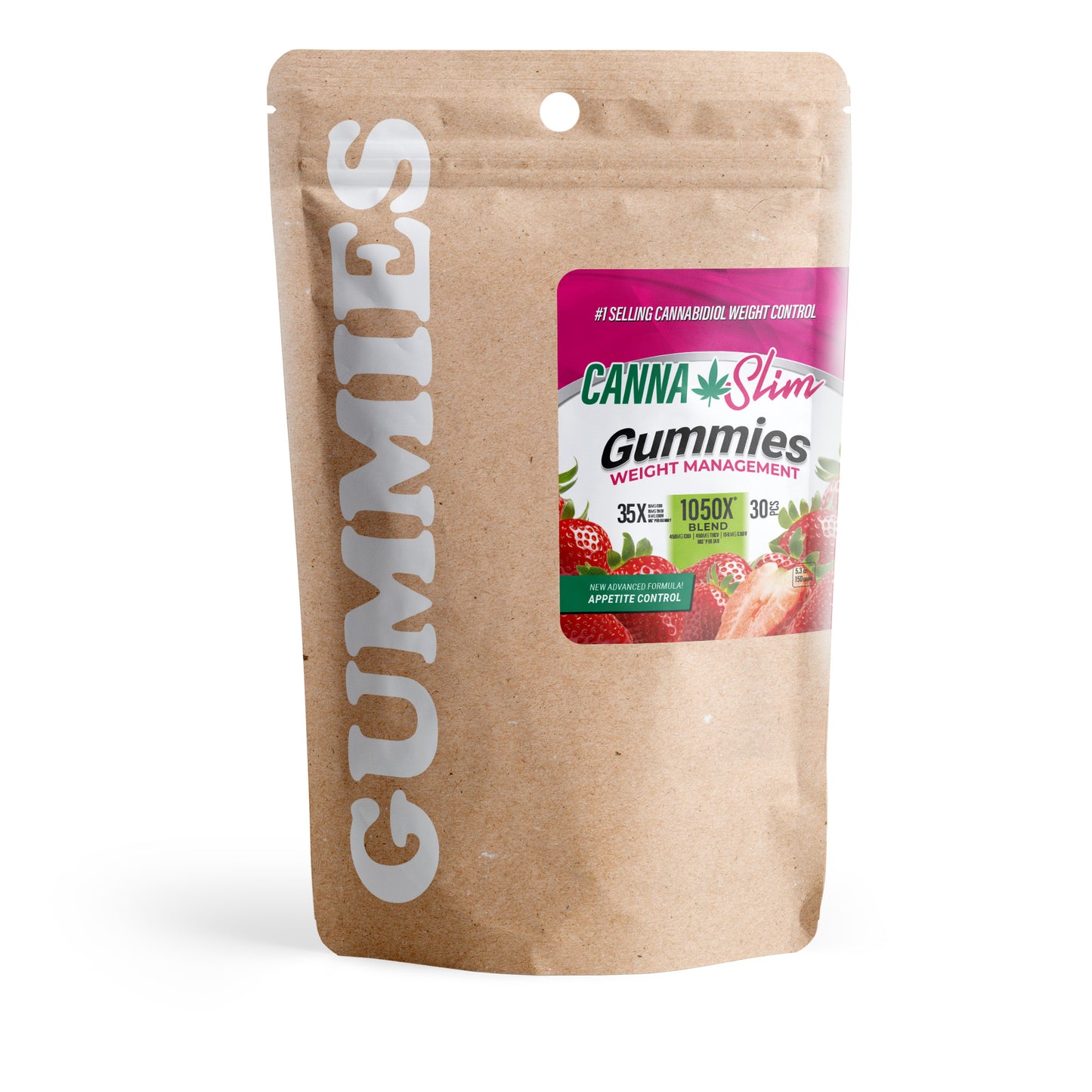 35mg Full Spectrum CBD, THCV, CBDV Gummies - Strawberry - Canna Slim