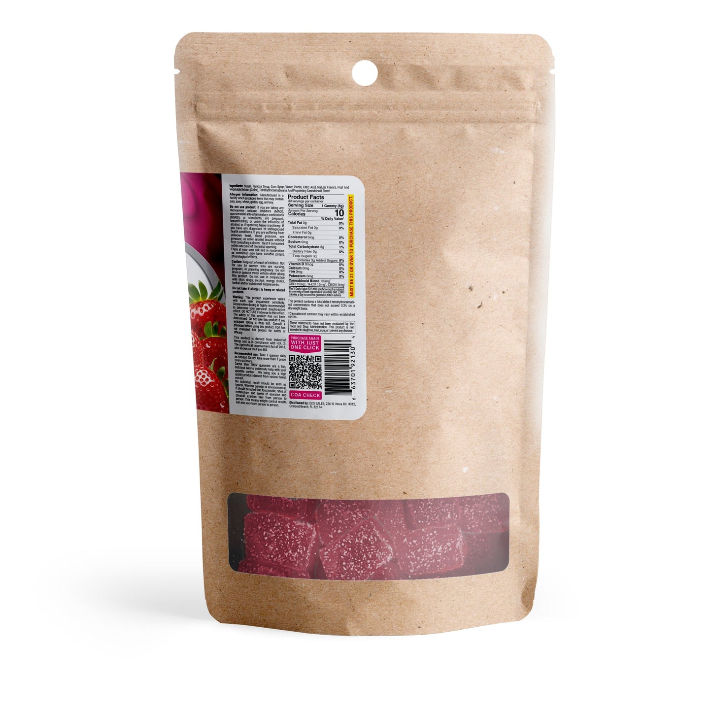 35mg Full Spectrum CBD, THCV, CBDV Gummies - Strawberry - Canna Slim