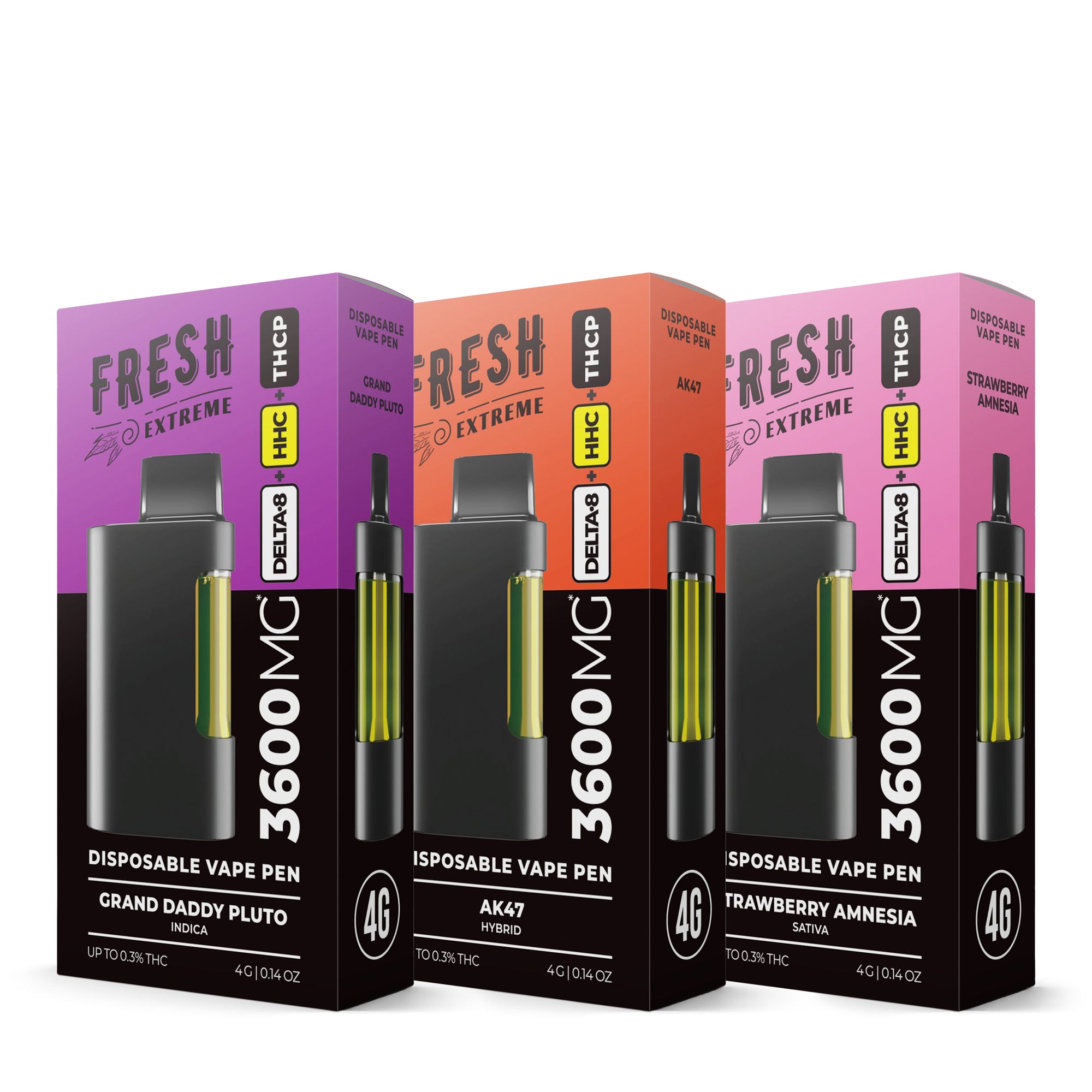 3600mg THCP, D8, HHC Vape Pens Bundle - Fresh