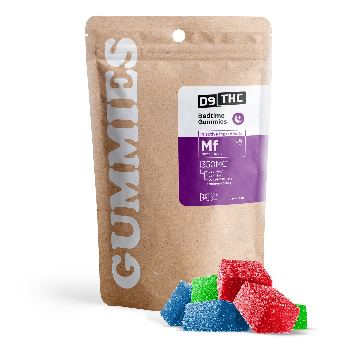 45mg D9, CBD Isolate, CBN, Melatonin Gummies - D9 THC