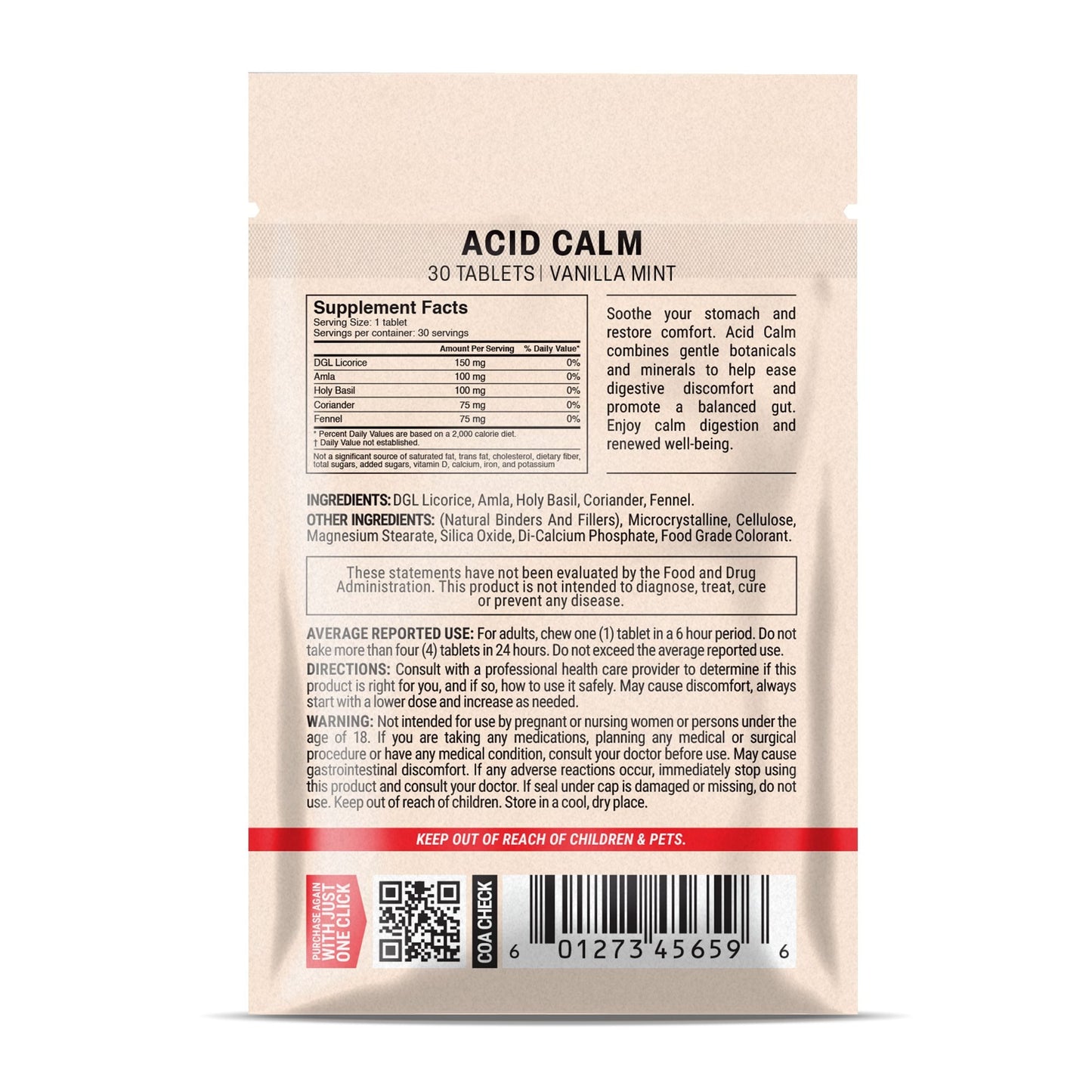 500mg Acid Calm Tablets - Vanilla Mint - Mood Tablets