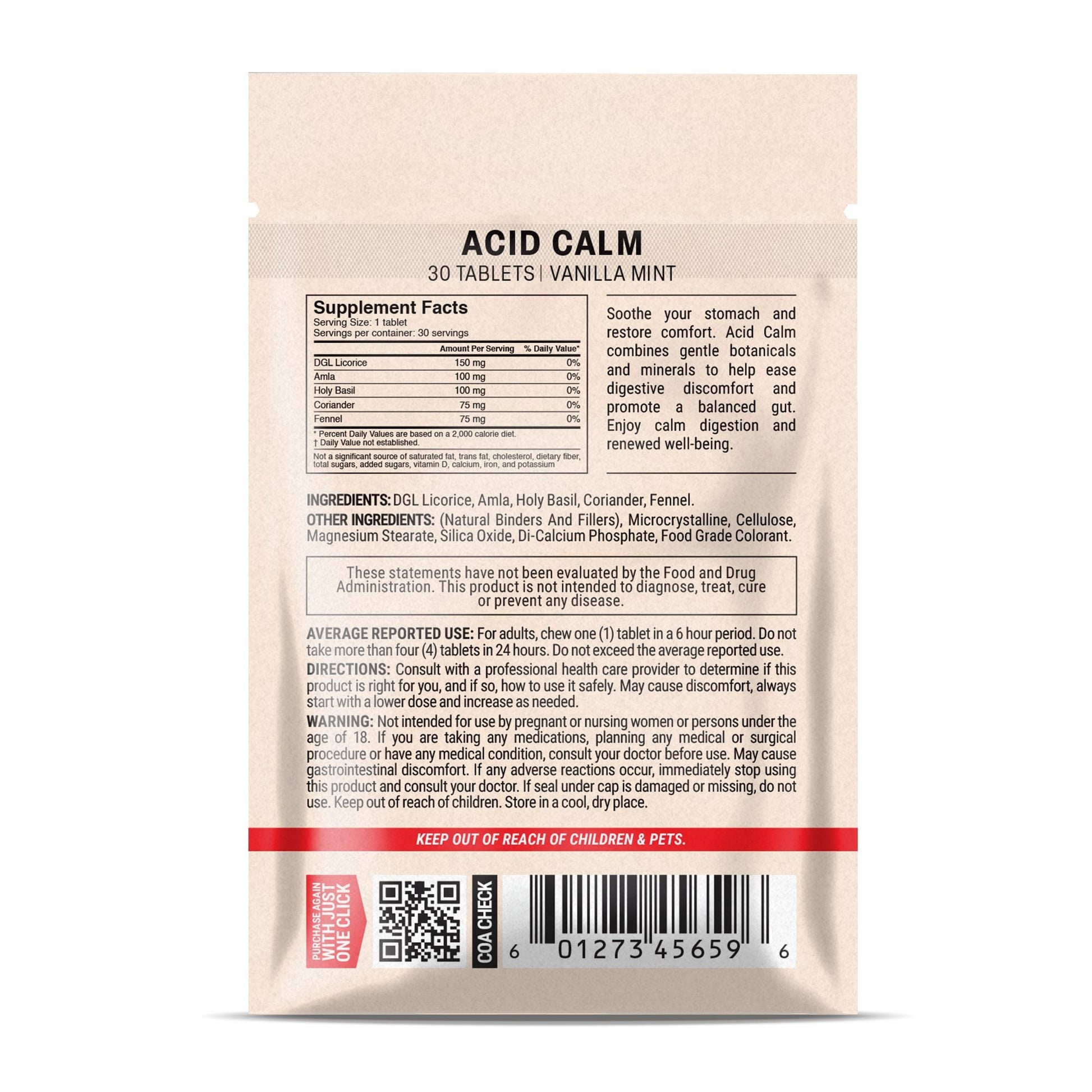 500mg Acid Calm Tablets - Vanilla Mint - Mood Tablets