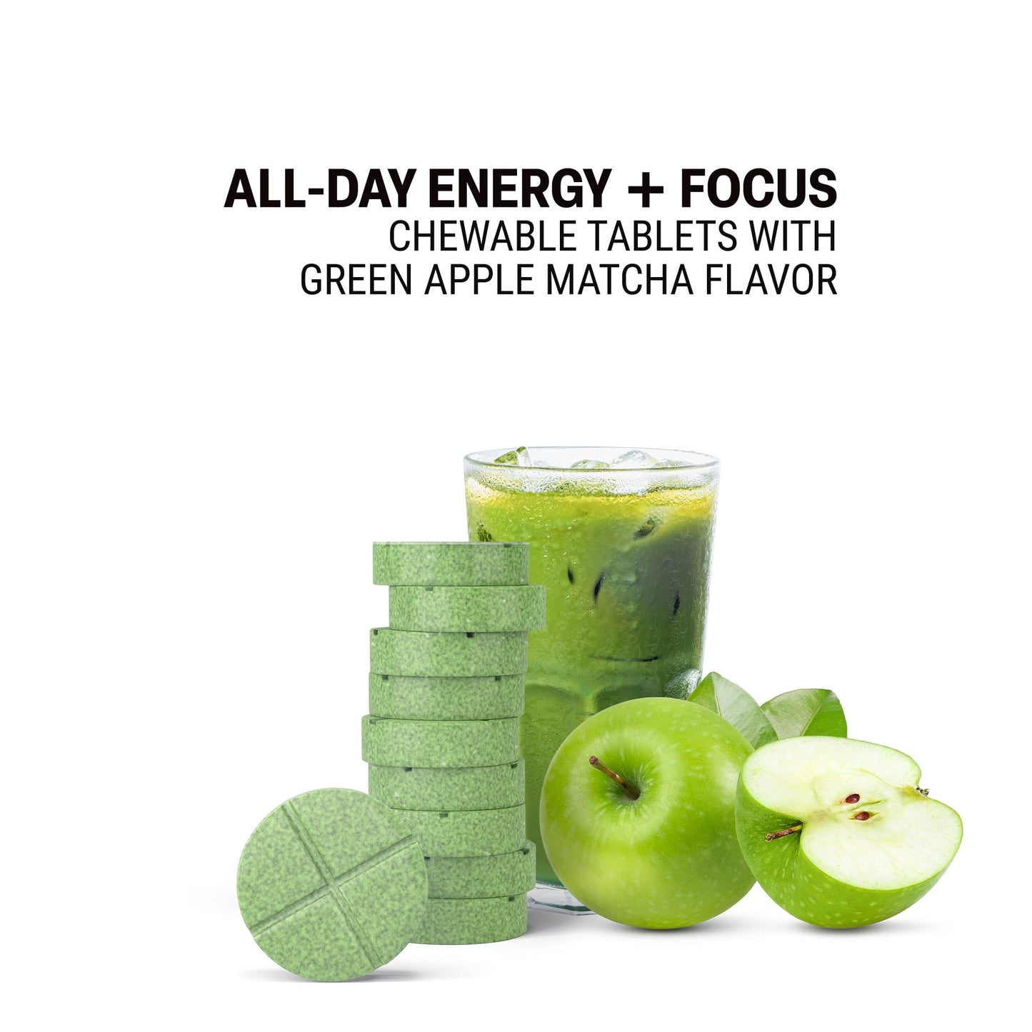 500mg All-Day Energy + Focus Tablets - Green Apple Matcha - Mood Tablets