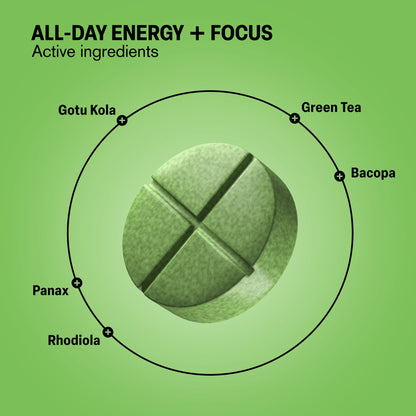 500mg All-Day Energy + Focus Tablets - Green Apple Matcha - Mood Tablets