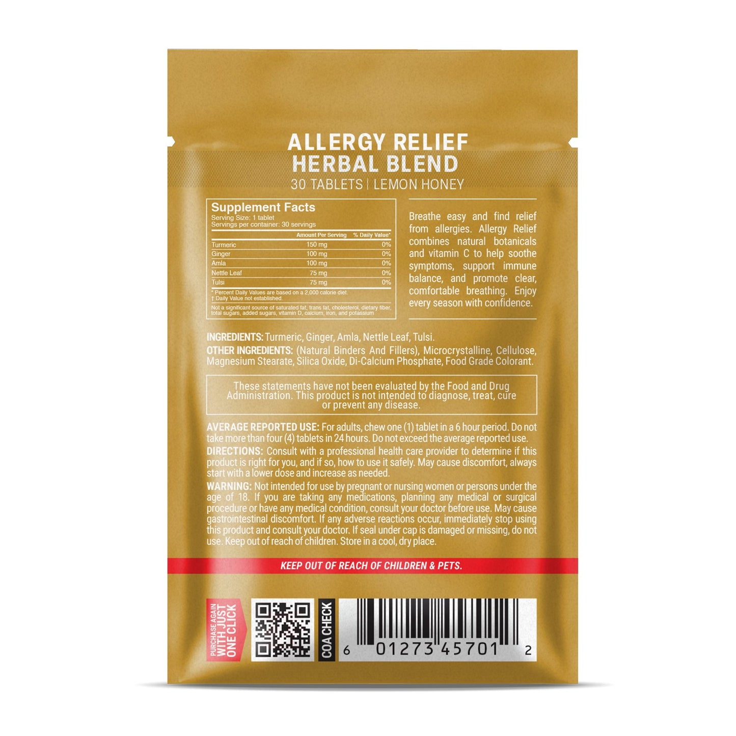 500mg Allergy Relief Tablets - Lemon Honey - Mood Tablets
